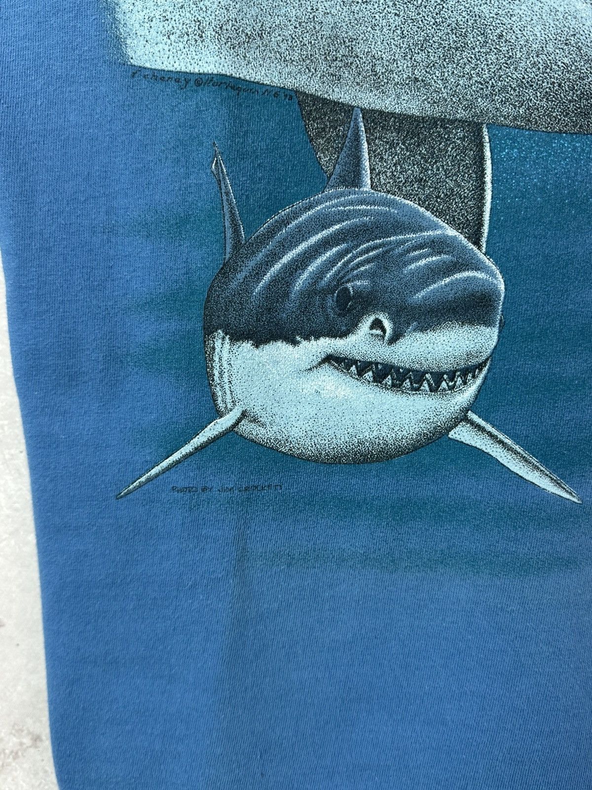 Vintage Vintage Harlequin 1993 Blue Cotton Sharks Short Sleeve Tee Size US M / EU 48-50 / 2 - 5 Thumbnail