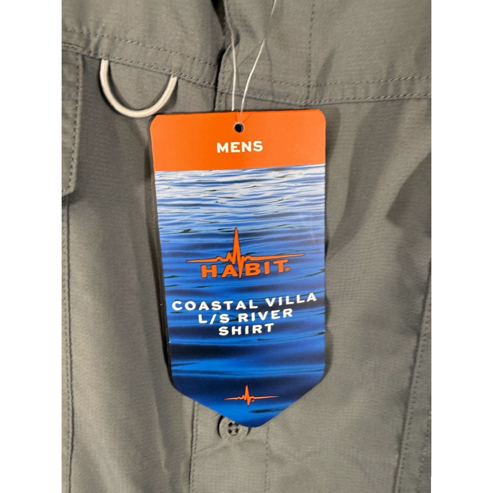 Habitat Habit Shirt Men 2XL Gray Long Sleeve Button-Up NWT Pockets Breathable Fish Theme Mens Size US XXL / EU 58 / 5 - 4 Thumbnail