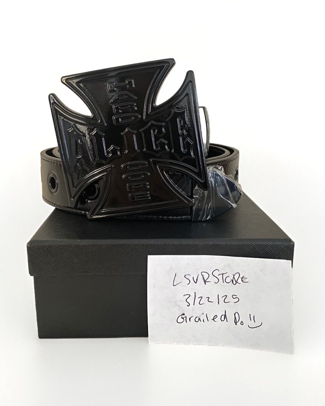 Pre-owned Alice Hollywood Blistered Chopper Belt Black/ Black Os