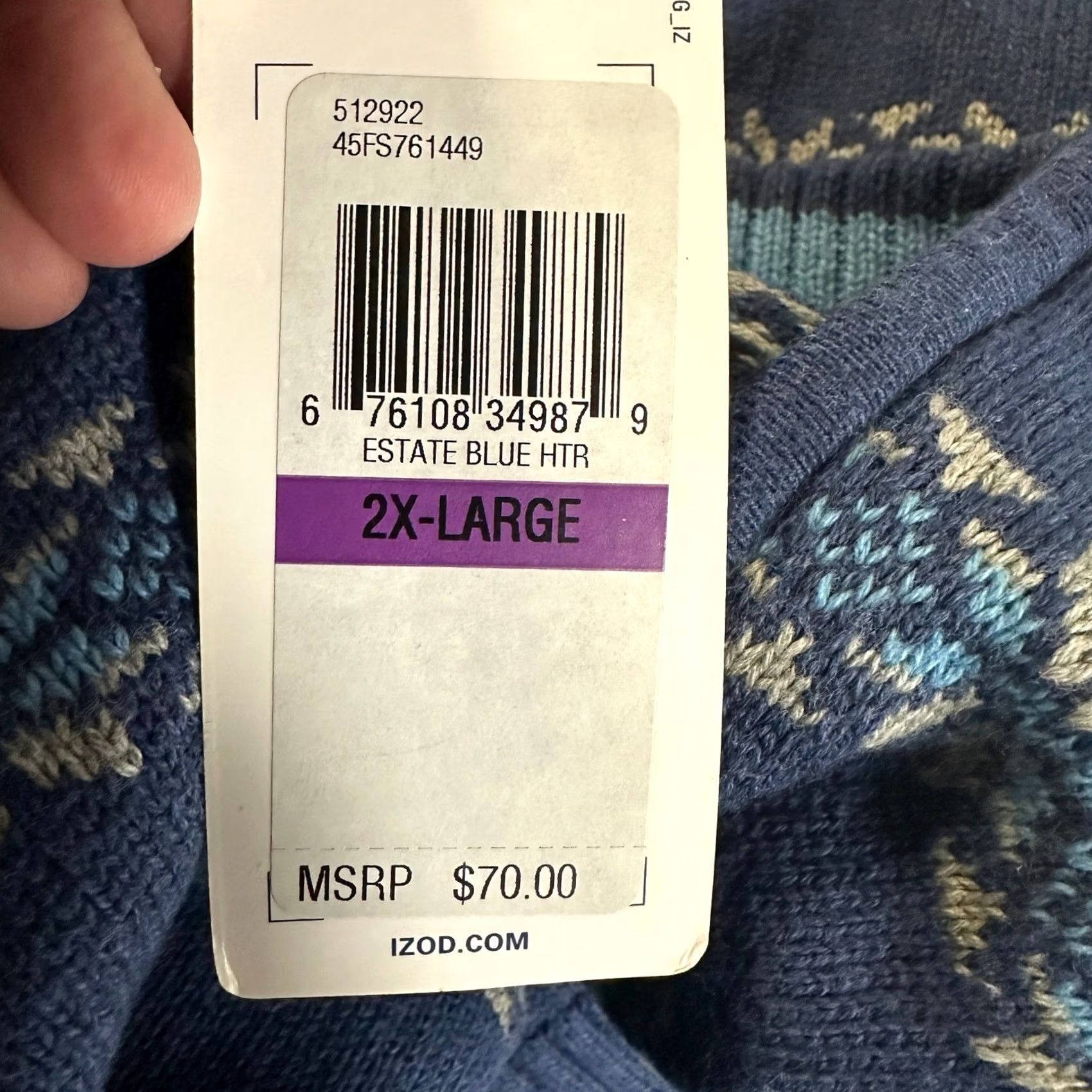 Izod VINTAGE? Izod Sweater Pullover Mens 2XL Blue Knit Geometric Quarter Zip Long Sleeve NEW Size US XXL / EU 58 / 5 - 5 Thumbnail