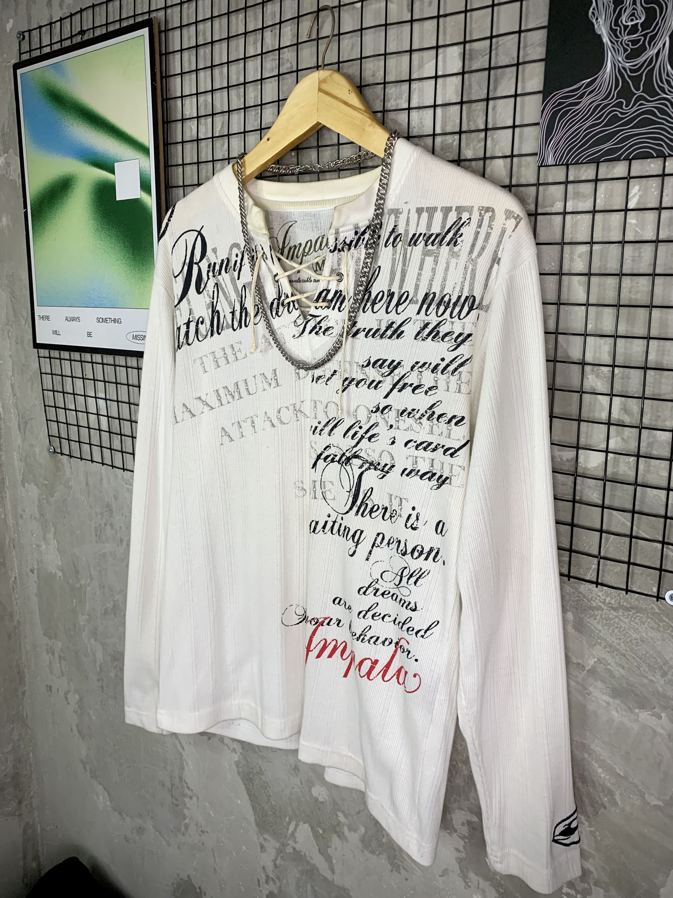 Hysteric Glamour Y2K Impala Grunge Poem Lace-Up Thermal LongSleeve Size US M / EU 48-50 / 2 - 2 Thumbnail