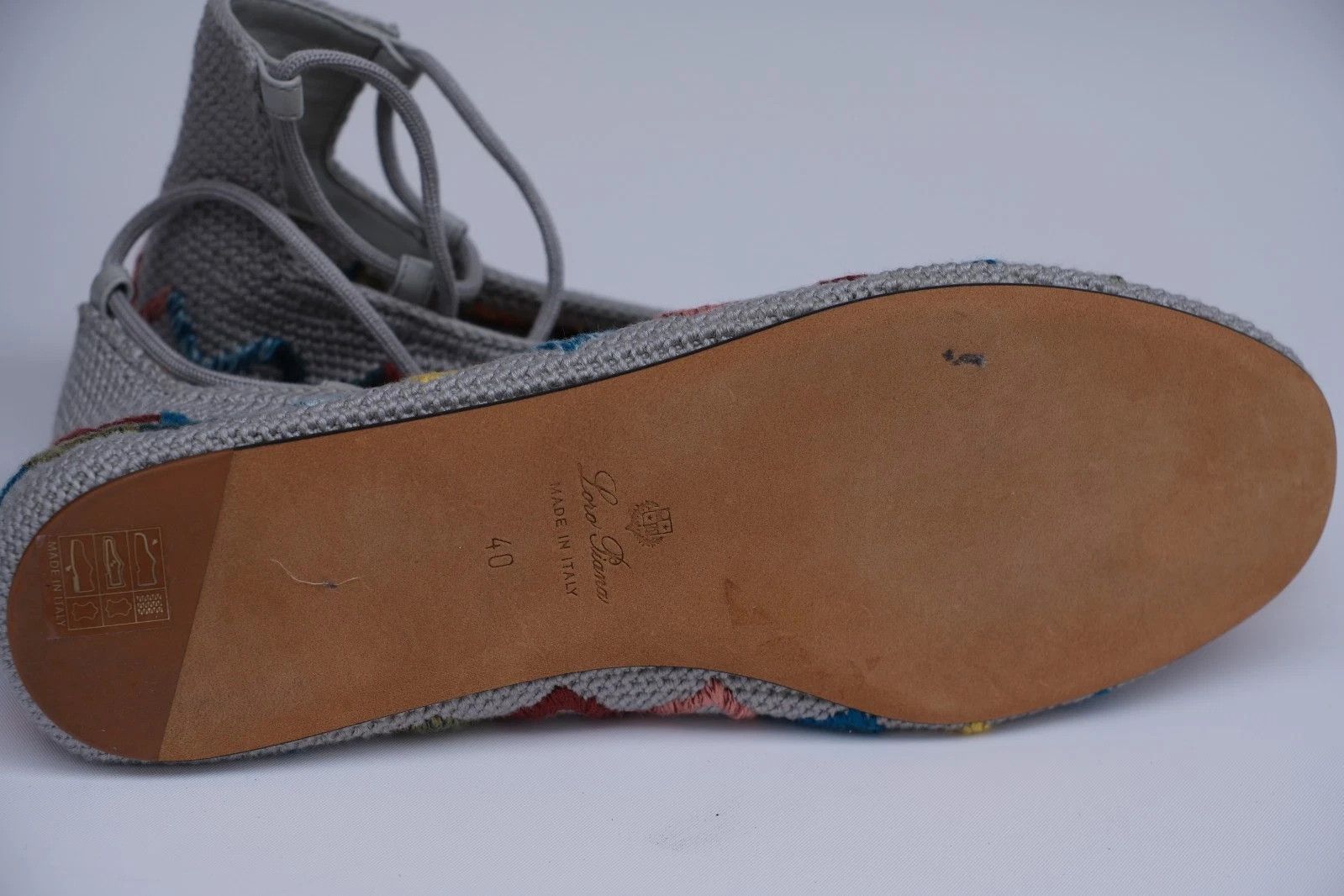 Loro Piana Loro Piana Embroidered Cloth Lace-Up Flats UK7 / US10 / EU40 Size US 10 / IT 40 - 5 Thumbnail