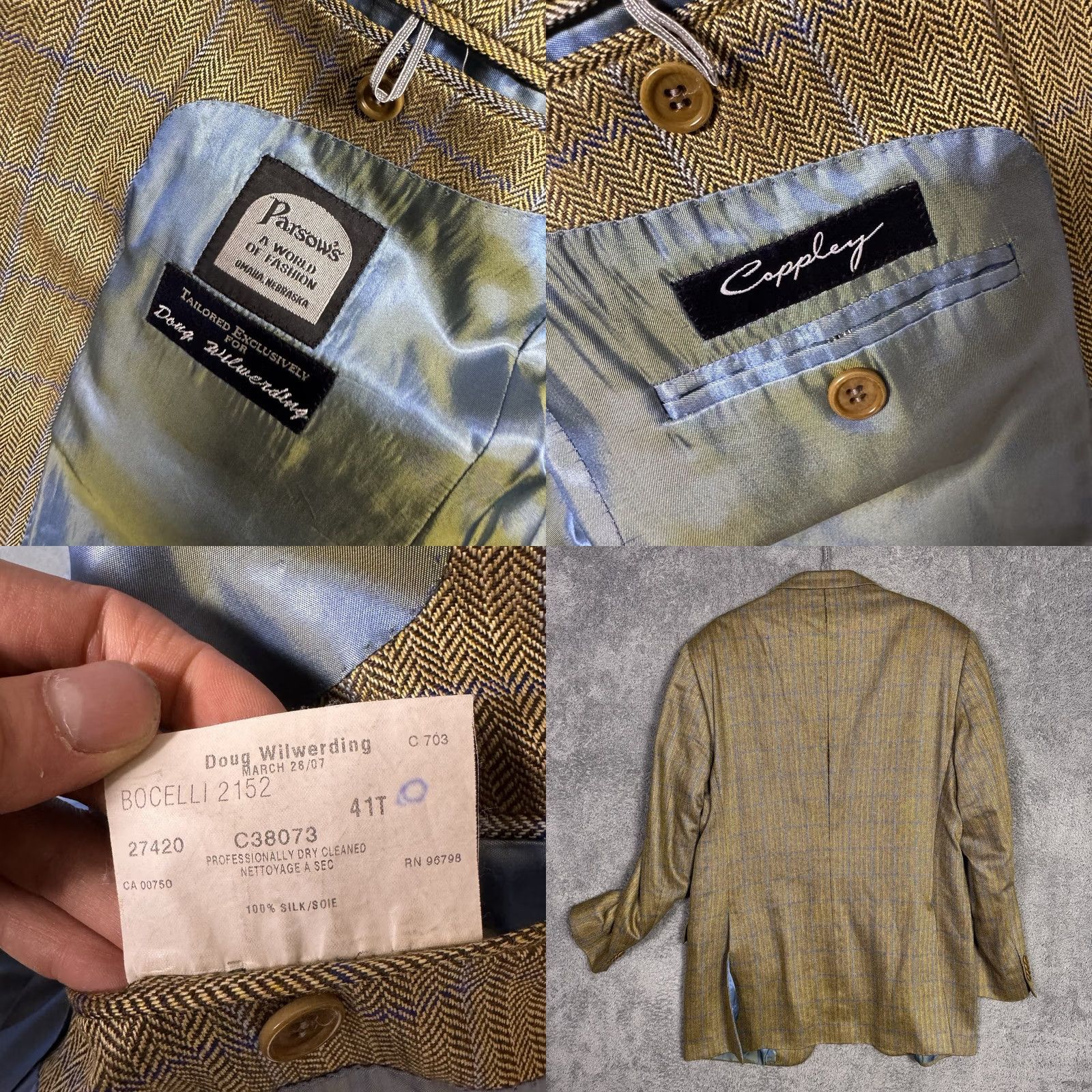 Vintage Coppley Sport Coat Mens 42T 100% Silk Windowpane Herringbone Blazer Suit Jacket Size 42R - 9 Thumbnail