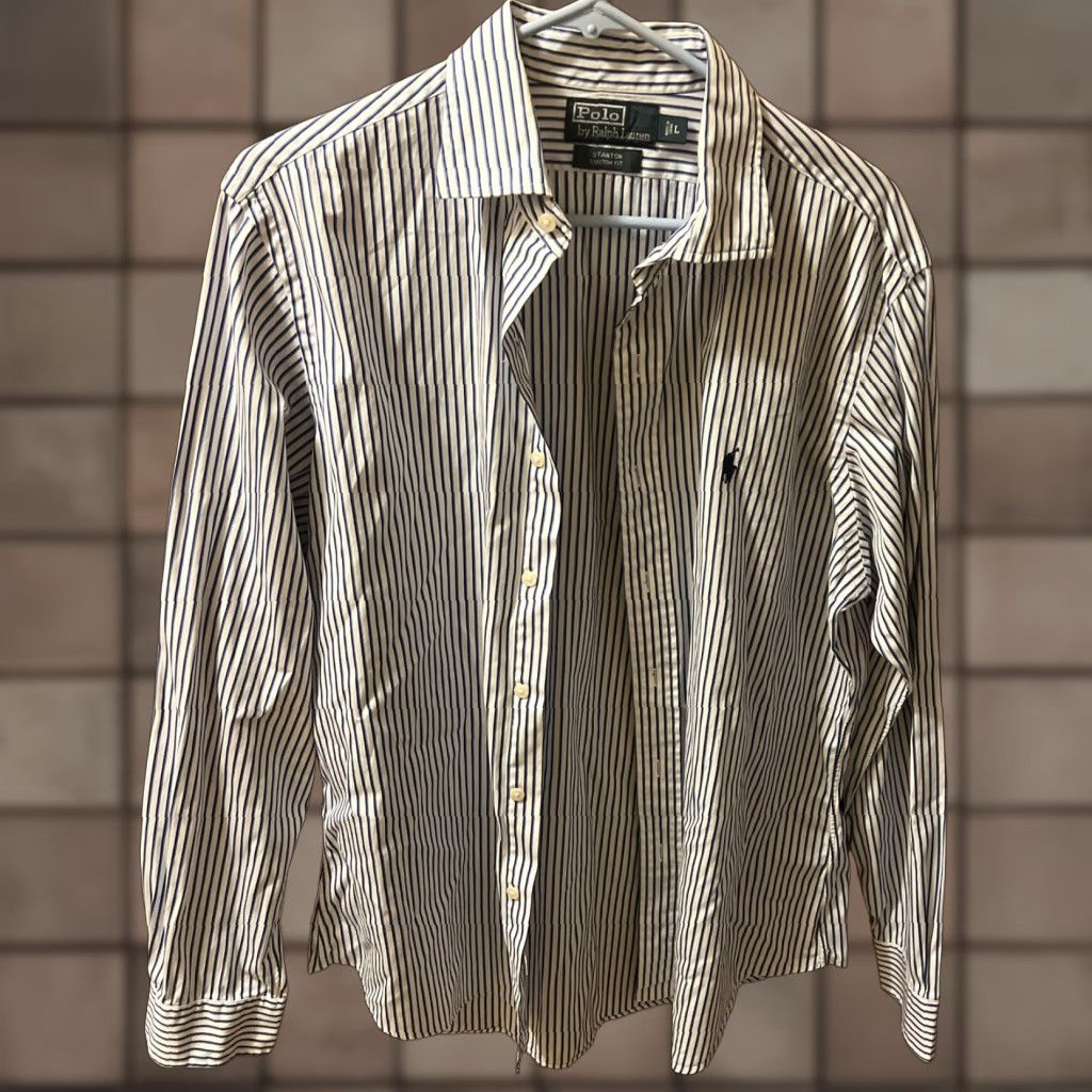 Ralph Lauren VINTAGE Polo Ralph Lauren Men's Shirt Large Pink Stripe Cotton Casual Long Sleeve Classic Fit Size US L / EU 52-54 / 3 - 1 Thumbnail