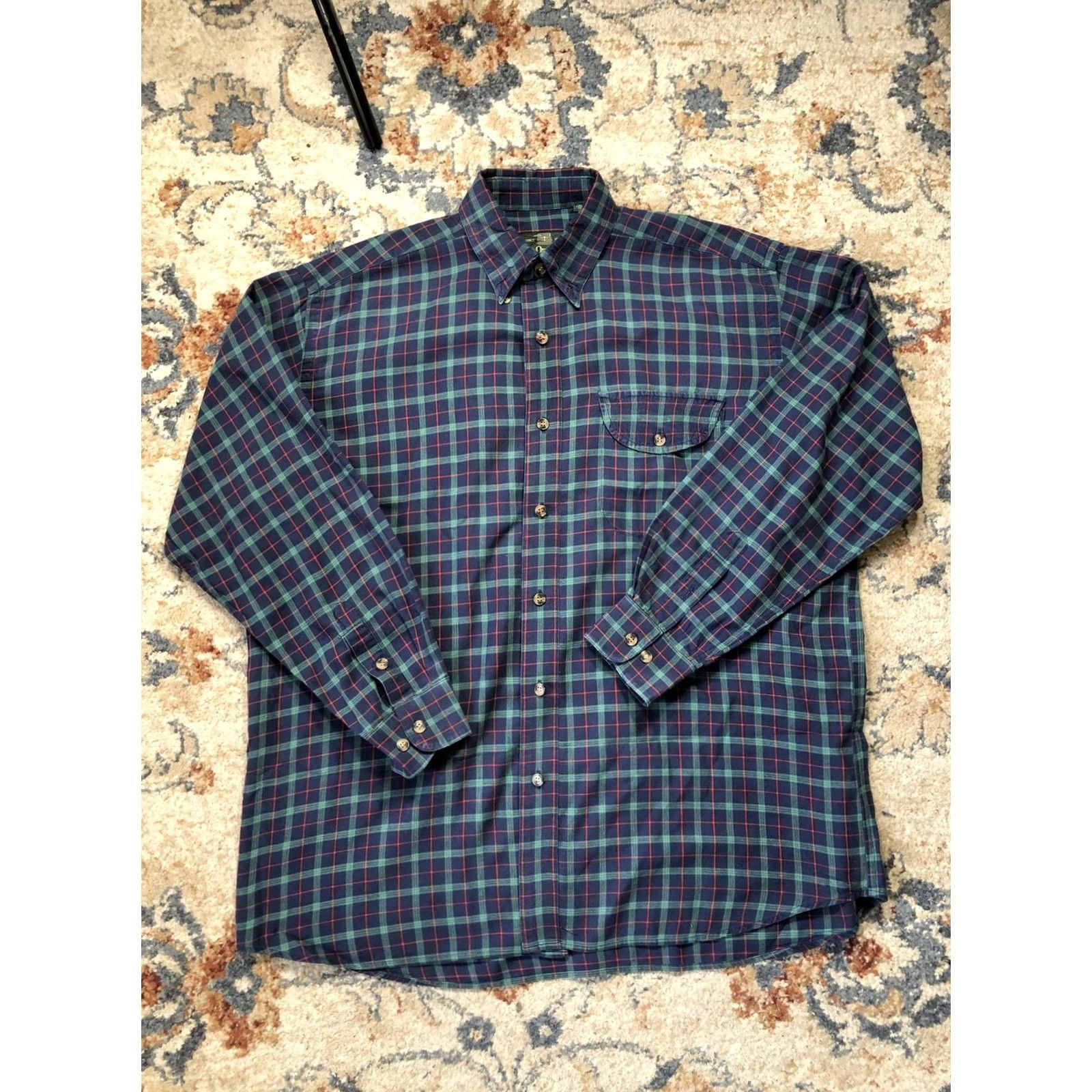 Orvis VINTAGE Orvis Shirt Plaid Flannel Button-Down Long Sleeve Mens Large Blue Green, Cotton Wool, Pocket, 1856, Casual Size US L / EU 52-54 / 3 - 2 Thumbnail