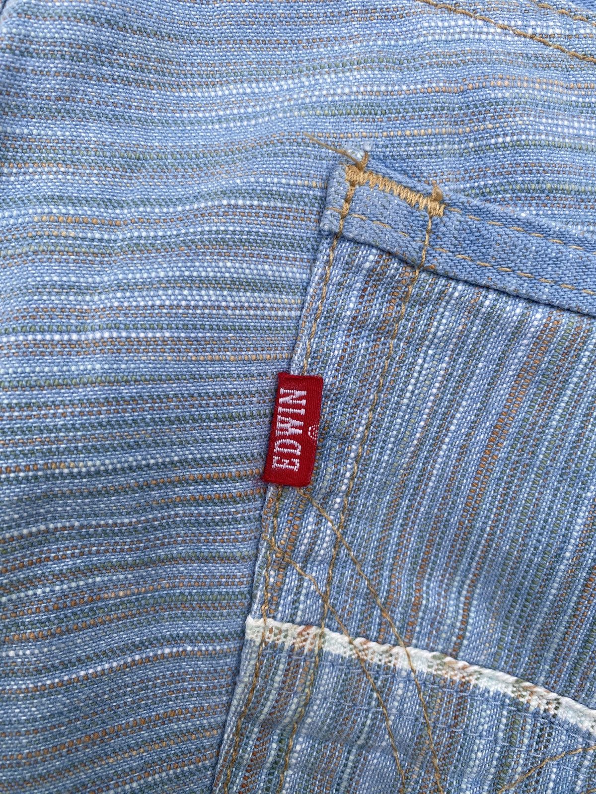 Edwin × Japanese Brand × Tornado Mart 1990s - Edwin Green Selvadge Woven Pinstripes Denim Size US 31 - 18 Thumbnail