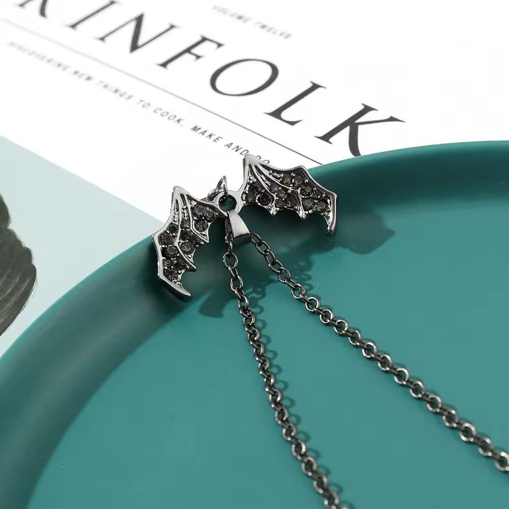 Jewelry Black Bat Saturn Punk Necklace Size ONE SIZE - 1 Thumbnail
