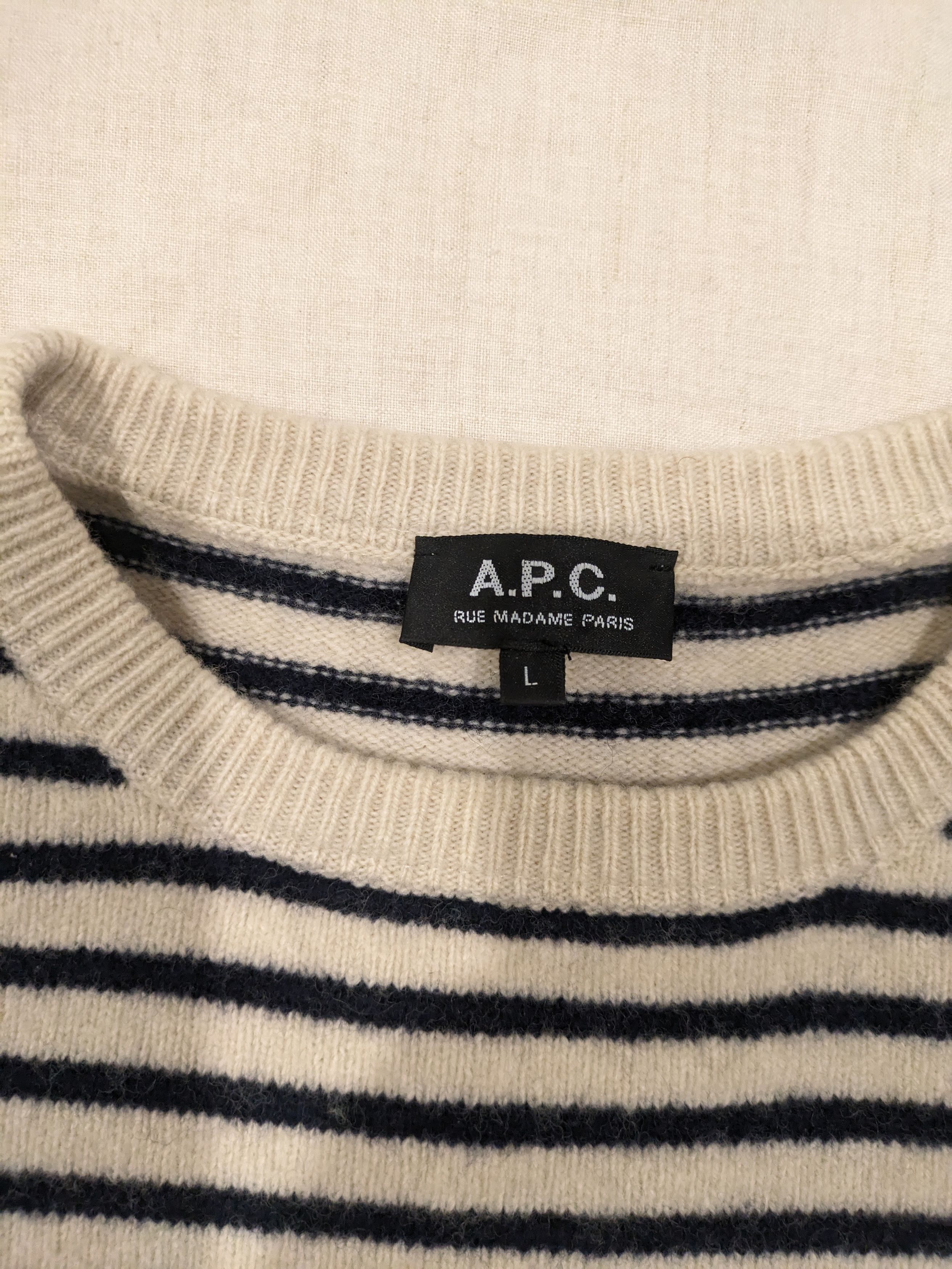 A.P.C. Breton Stripe Wool Sweater Size US L / EU 52-54 / 3 - 3 Thumbnail