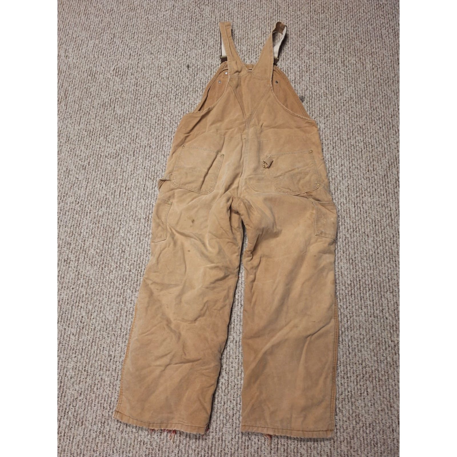 Carhartt VINTAGE Carhartt Duck Canvas Insulated Bib Overalls 42x30 Brown Workswear Distressed Double Knee USA Men Regular Overalls Winter Workwear Mens Size US 42 / EU 58 - 5 Thumbnail