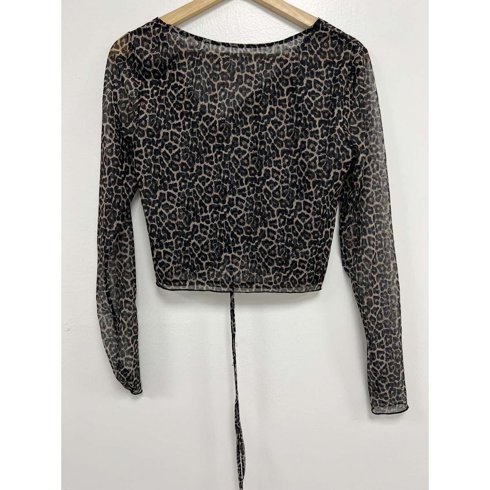 superdown Superdown Blouse destiny mesh tie leopard sheer S A001433 Size S / US 4 / IT 40 - 4 Thumbnail