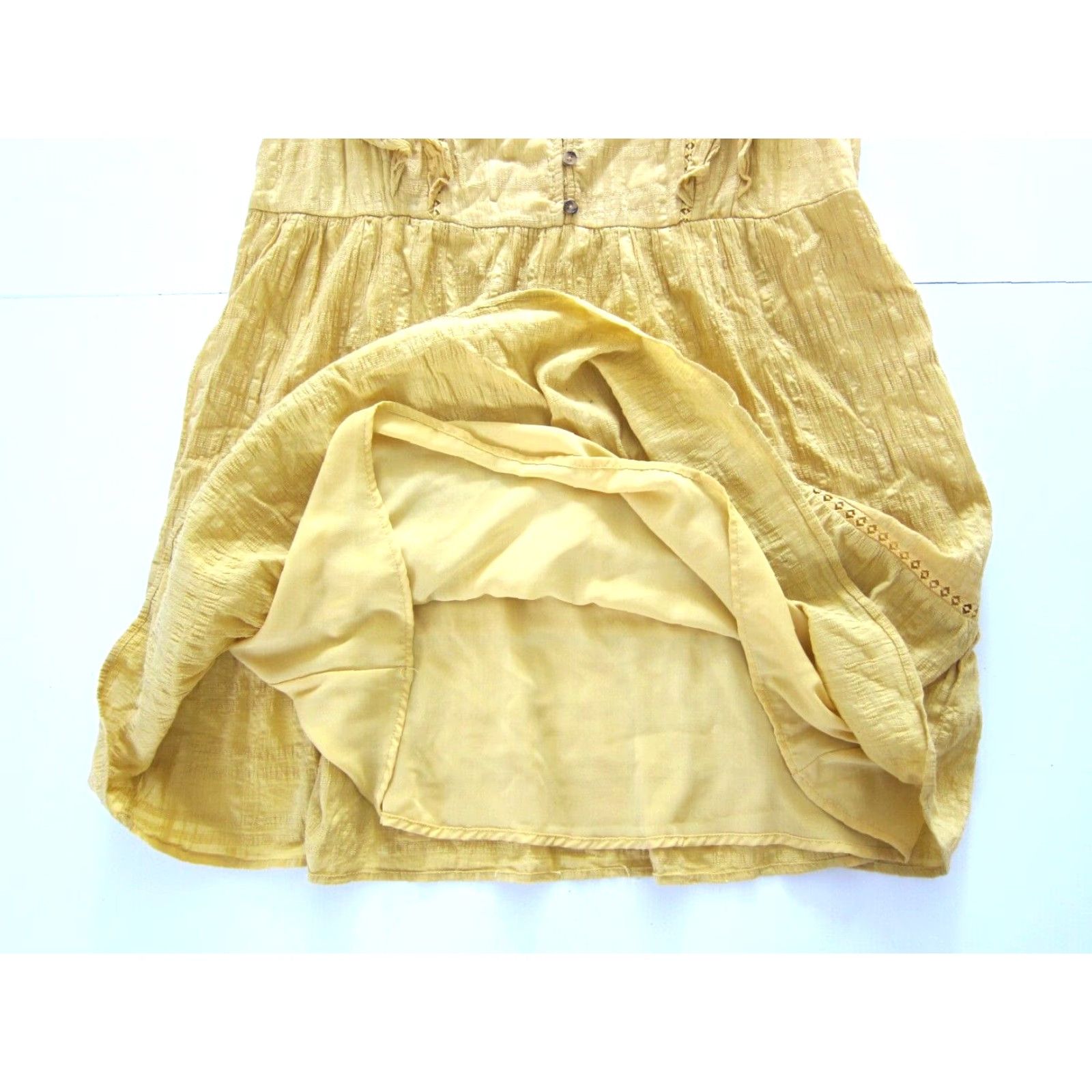 Vintage Knox Rose Cap Yellow 100% Cotton Ruffle Sleeve Pocket Tunic Peasant Dress XL Women's VintageStyle? Size XL / US 12-14 / IT 48-50 - 7 Thumbnail