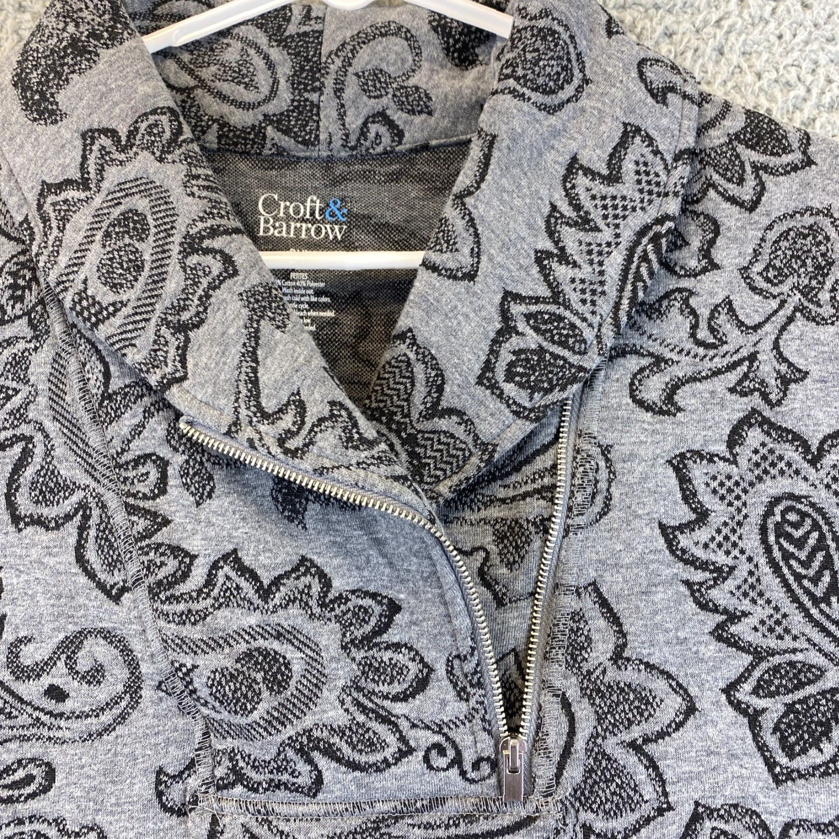 Croft & Barrow Croft & Barrow Gray 1/4 Zip Sweater Pullover Paisley Women PXL Cozy / 58-23 - Floral Knit Shirt Size PXL Womens Garment Care Machine Washable Size XL / US 12-14 / IT 48-50 - 3 Thumbnail