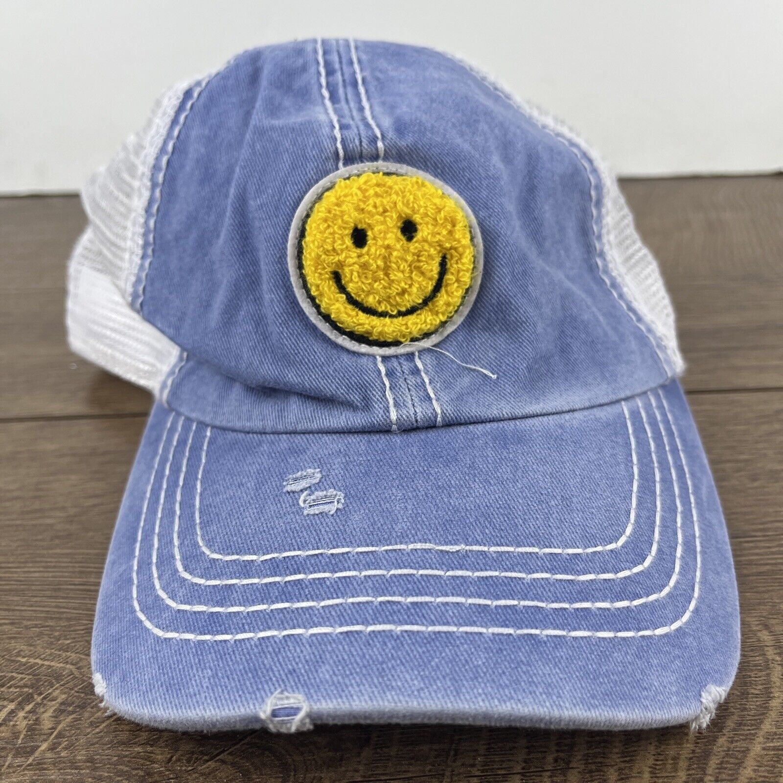 Other Smiley Face Hat Smile Hat Blue Hat Adjustable Adult Size Hat Size ONE SIZE - 4 Thumbnail