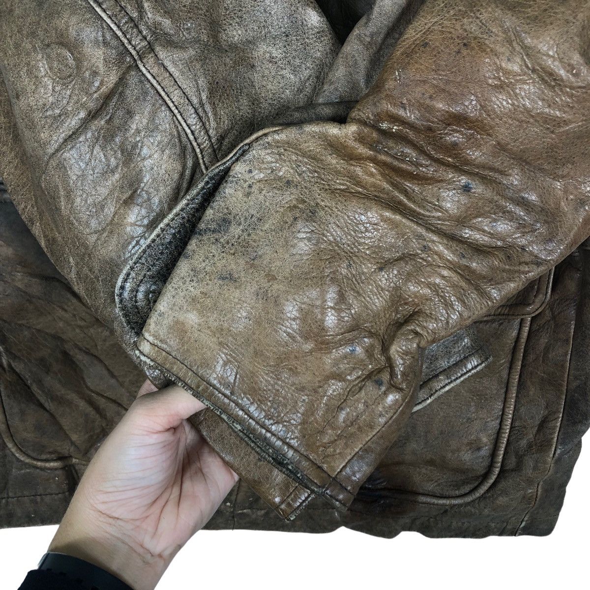 Japanese Brand 🔥90’s Vintage Leather Jacket Inspector Wear Cargo Pocket Size US M / EU 48-50 / 2 - 17 Thumbnail