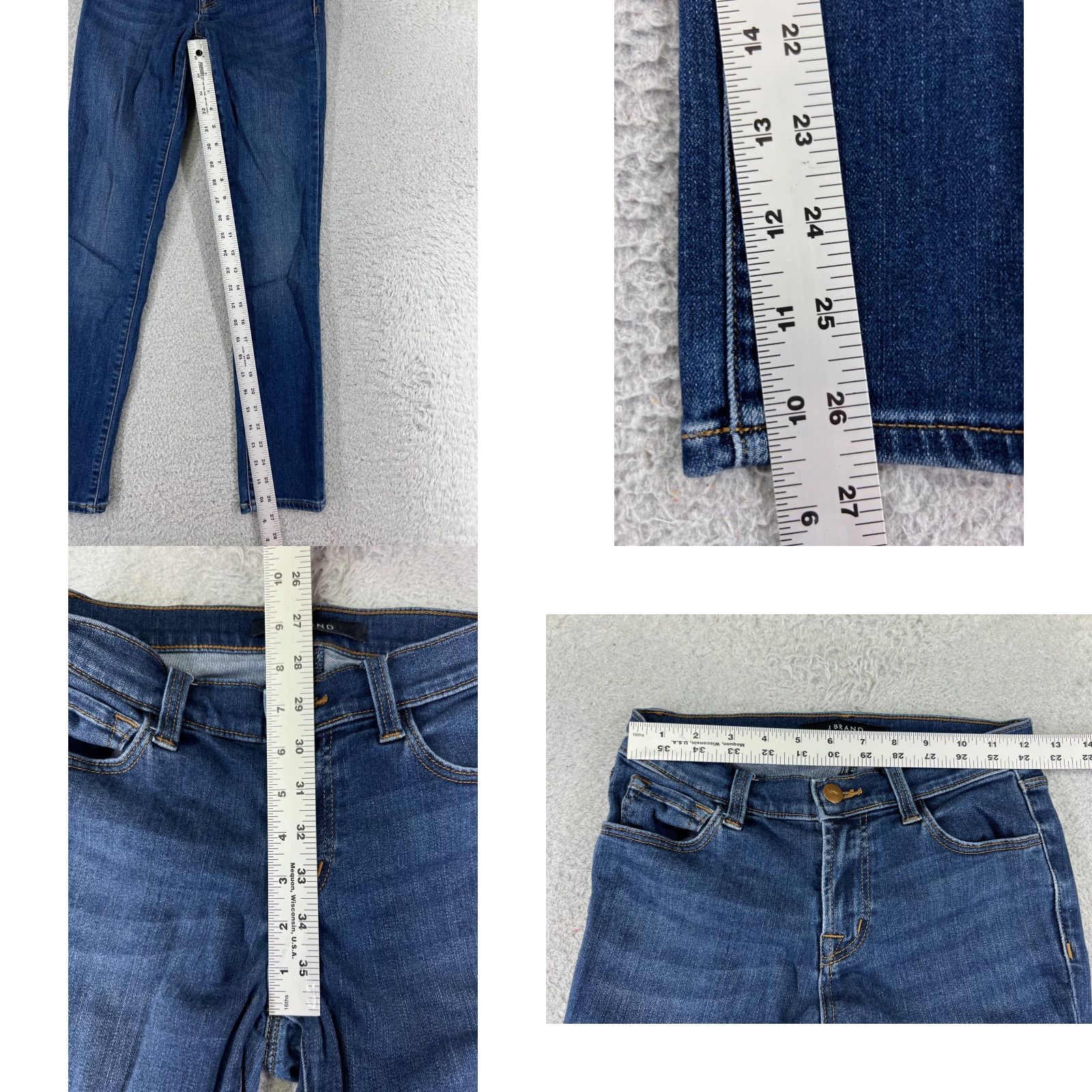 J Brand J.Brand Jeans Womens 25 Blue Denim Skinny Low Rise Cotton Blend 24x26 5-Pocket Design Zip Closure - Regular Fit Mens? Size 42" / US 20 - 8 Thumbnail