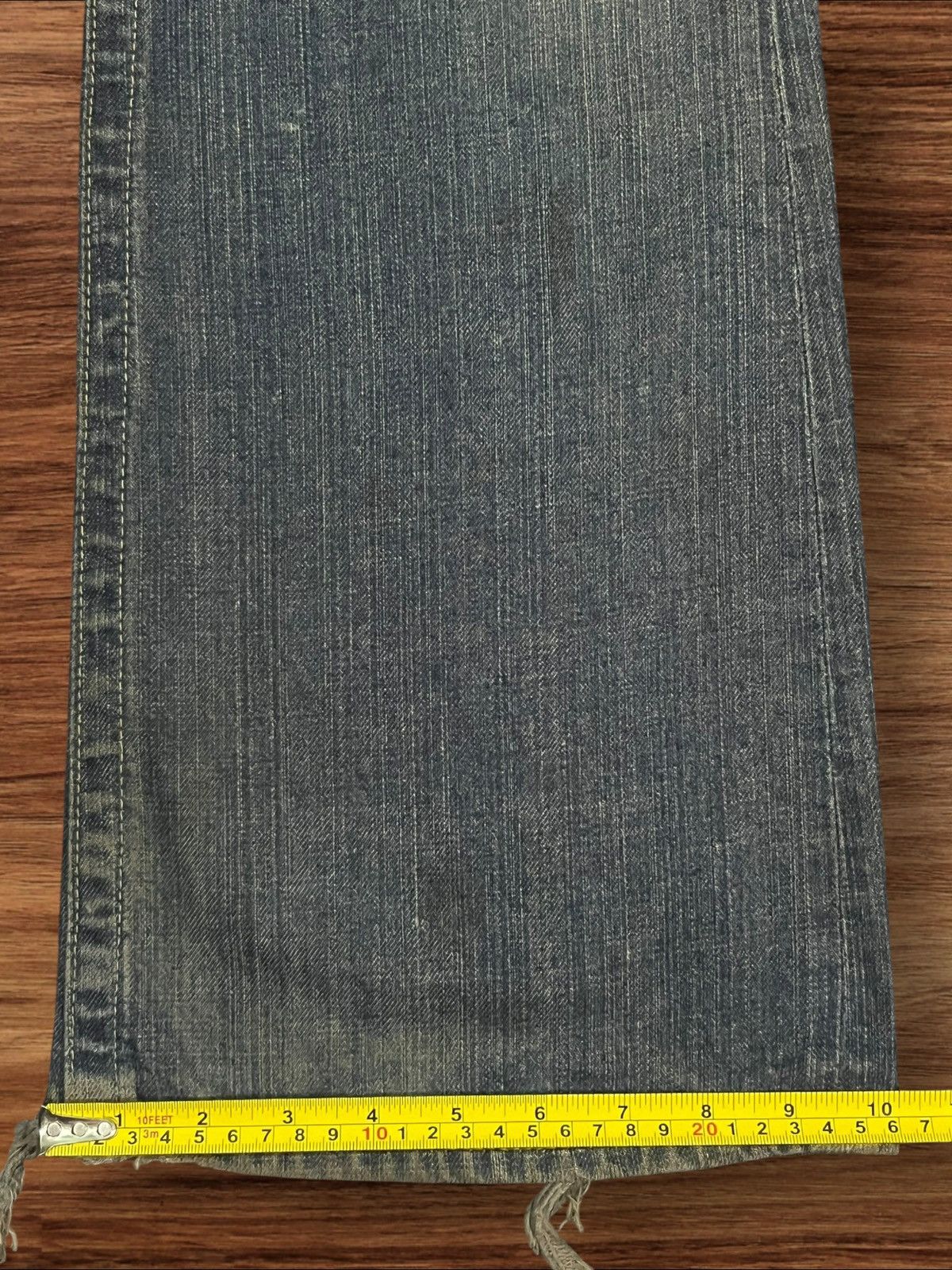 Japanese Brand × Uniqlo Vintage Japanese Brand Uniqlo Blue Faded Frayed Flare Jeans Size 31" - 13 Thumbnail