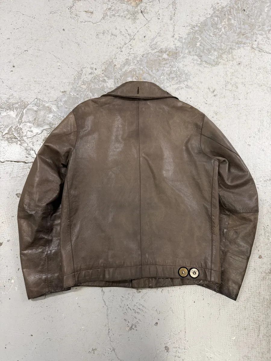Prada 2000s Prada Brown Avant-Garde Biker Leather Jacket Size US M / EU 48-50 / 2 - 5 Thumbnail