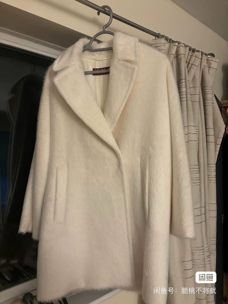 Max Mara Studio Calia White Alpaca Coat
