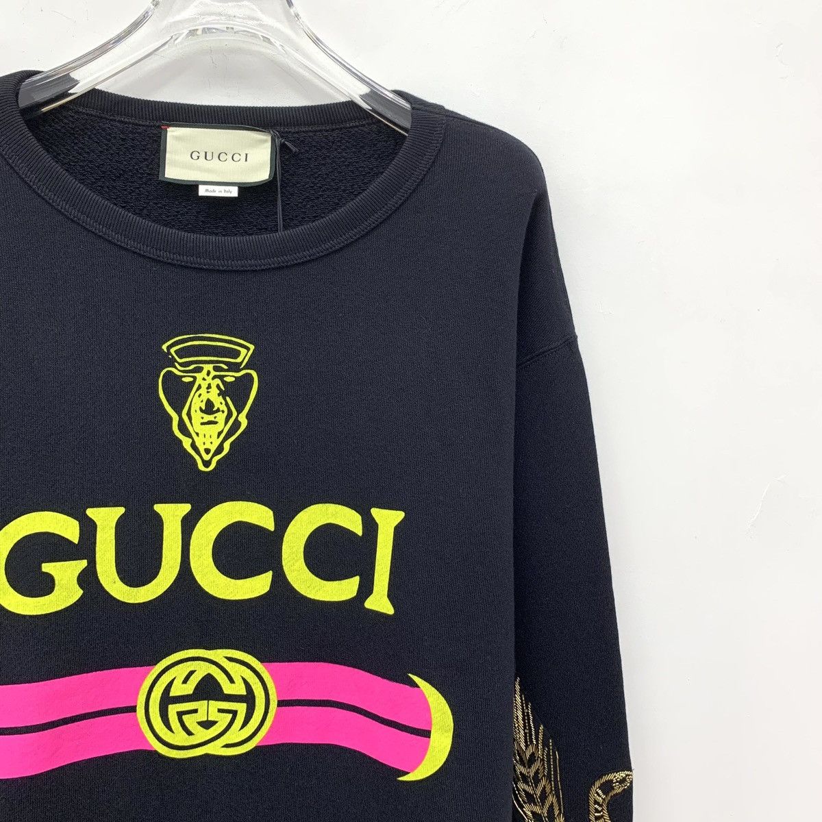 Gucci Gucci Black Logo Printed Cotton Crew Neck Sweatshirt K26WX Size S / US 4 / IT 40 - 3 Thumbnail