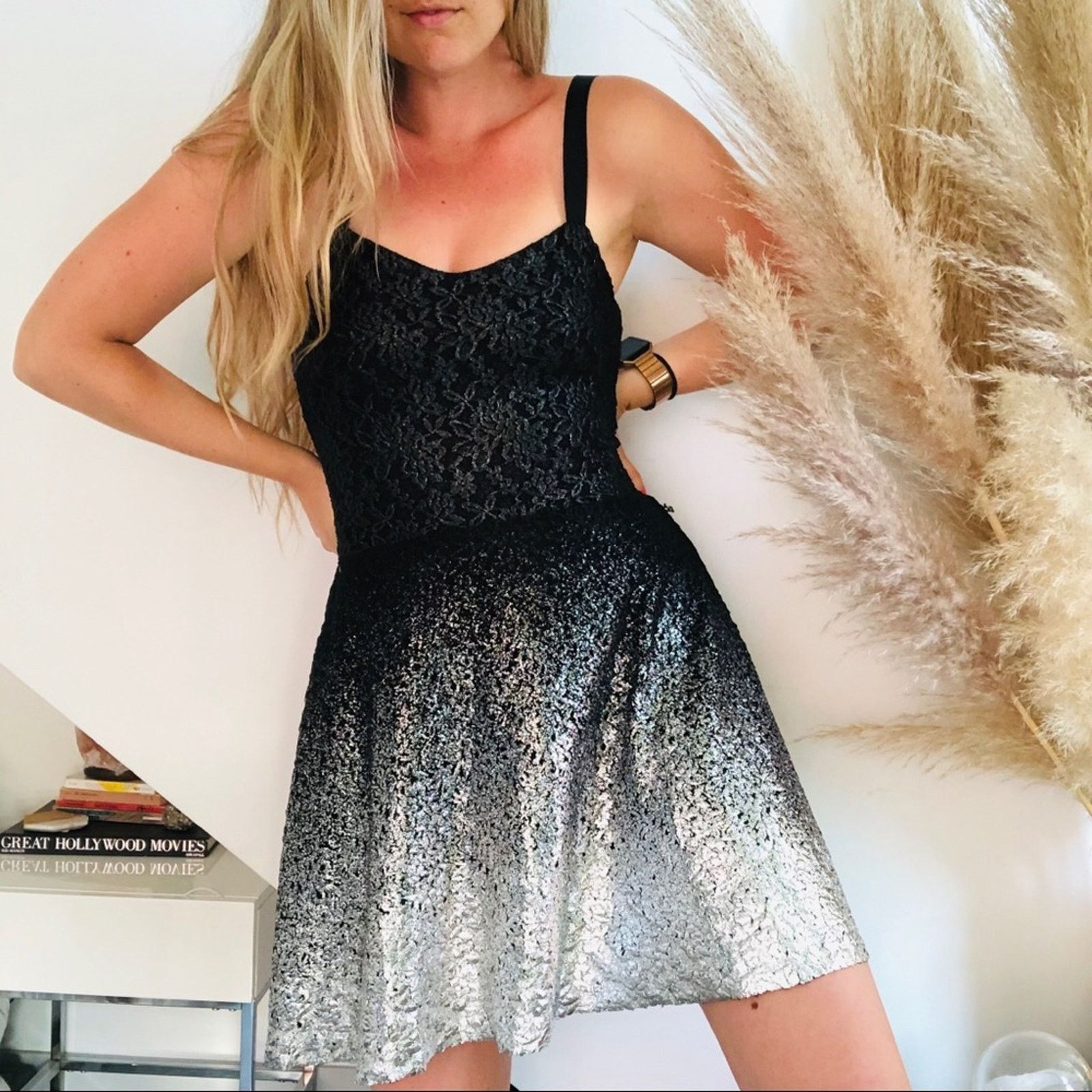FP FREE PEOPLE Black Silver Metallic Knit Tank Mini Dress -  cruiseboatoman.com