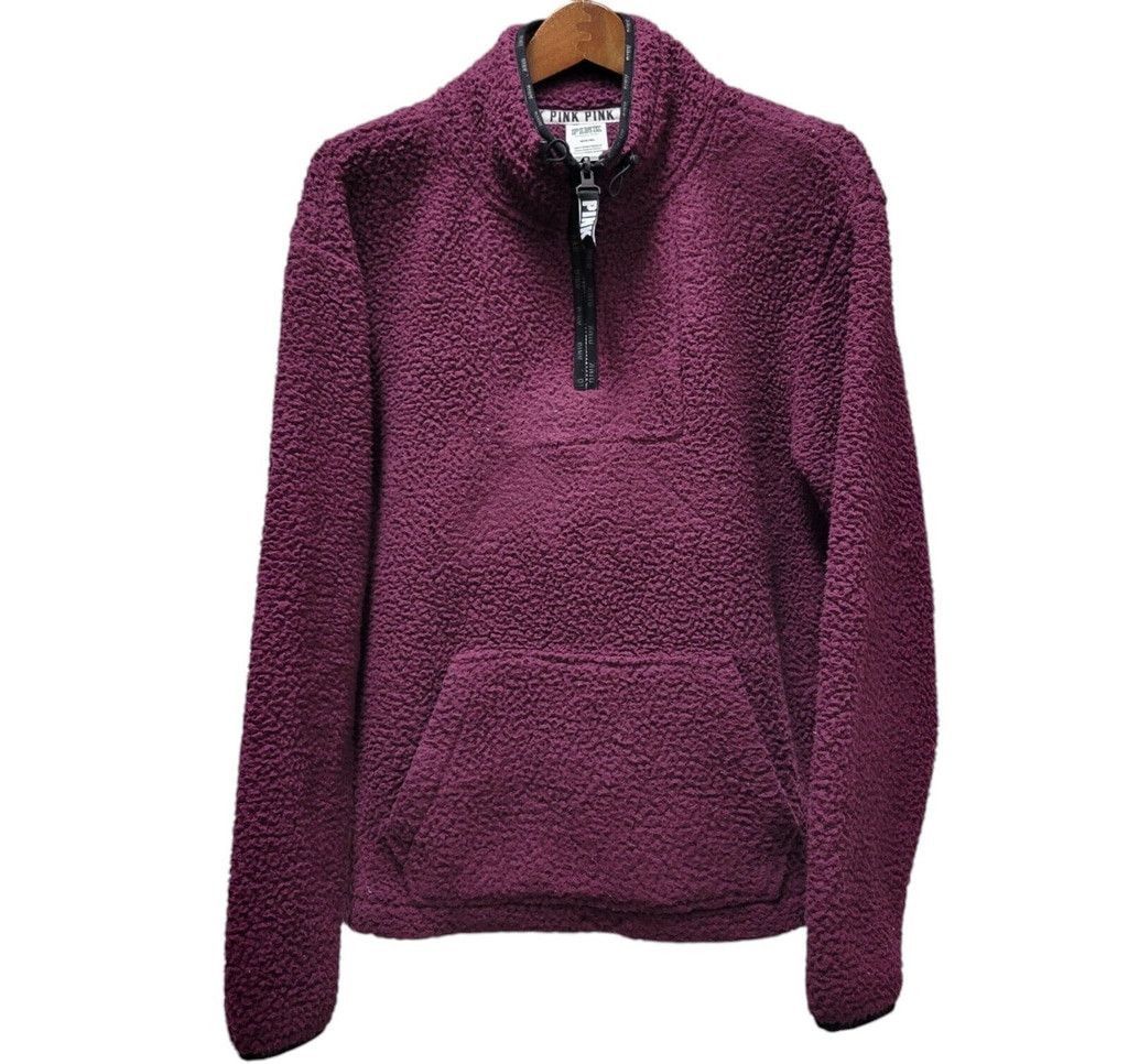 Victoria's Secret Victoria's Secret Pink Quarter Zip Sherpa Pullover Women's Size L / US 10 / IT 46 - 2 Thumbnail