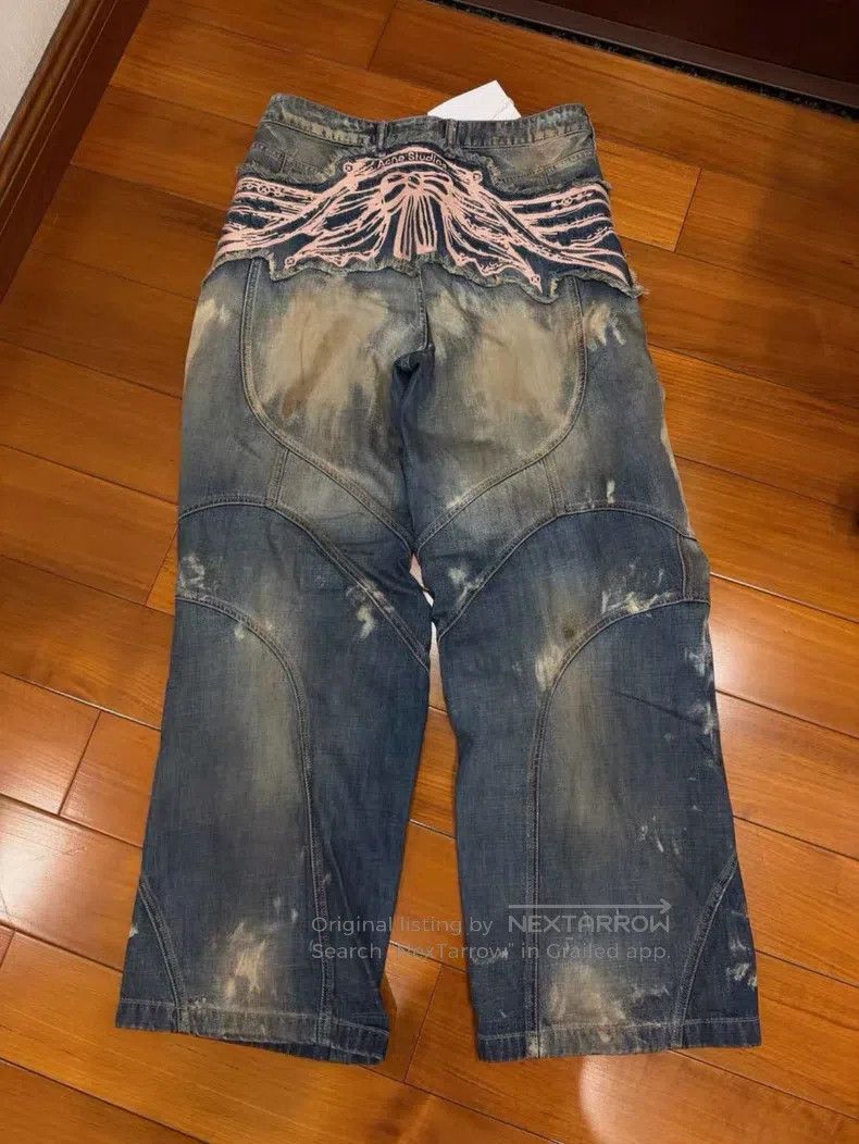 Acne Studios Butterfly Emblem Distressed Splatter Wide-Leg