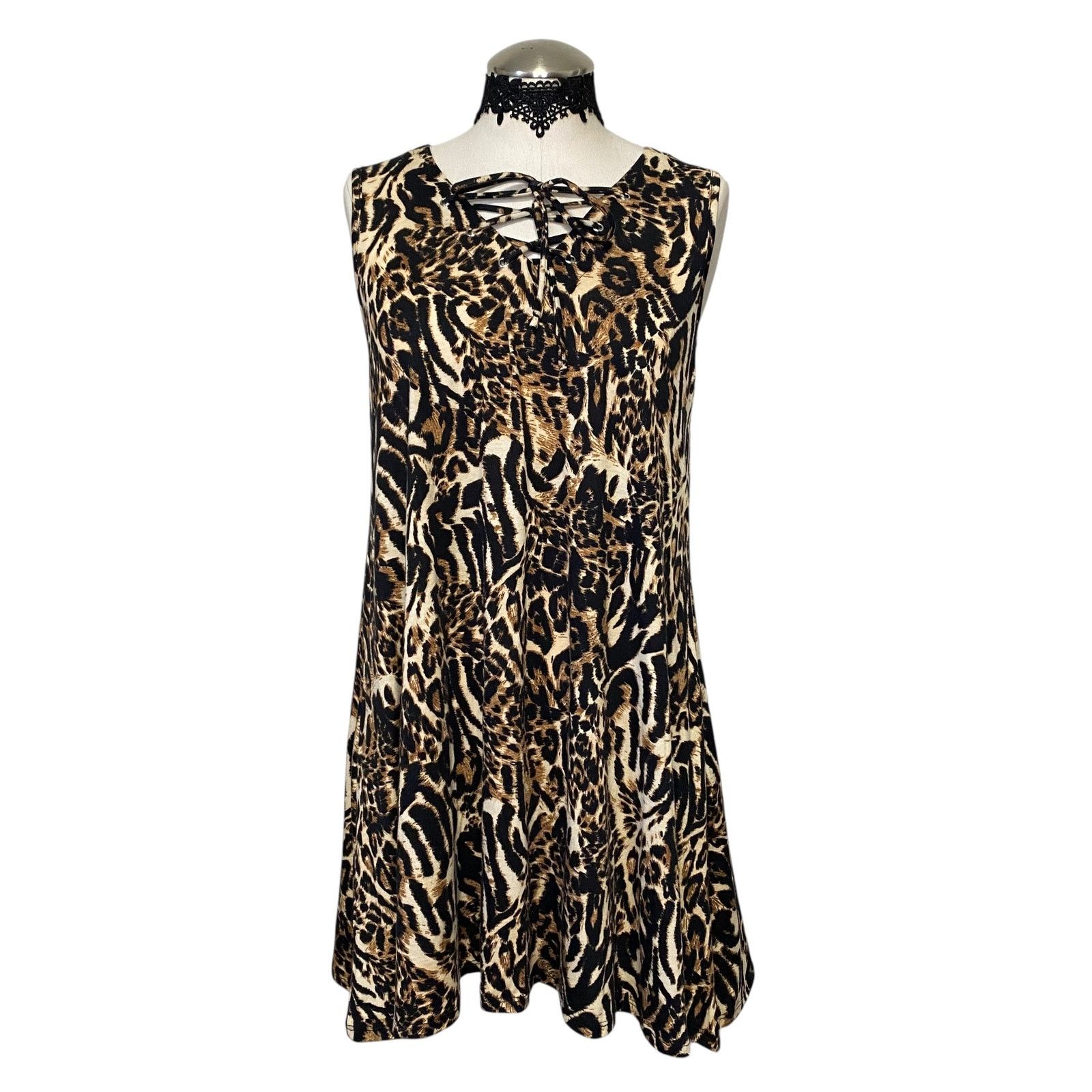 Other Y2K Flowy Animal Print Dress with Lace-Up Neckline Size M / US 6-8 / IT 42-44 - 5 Thumbnail