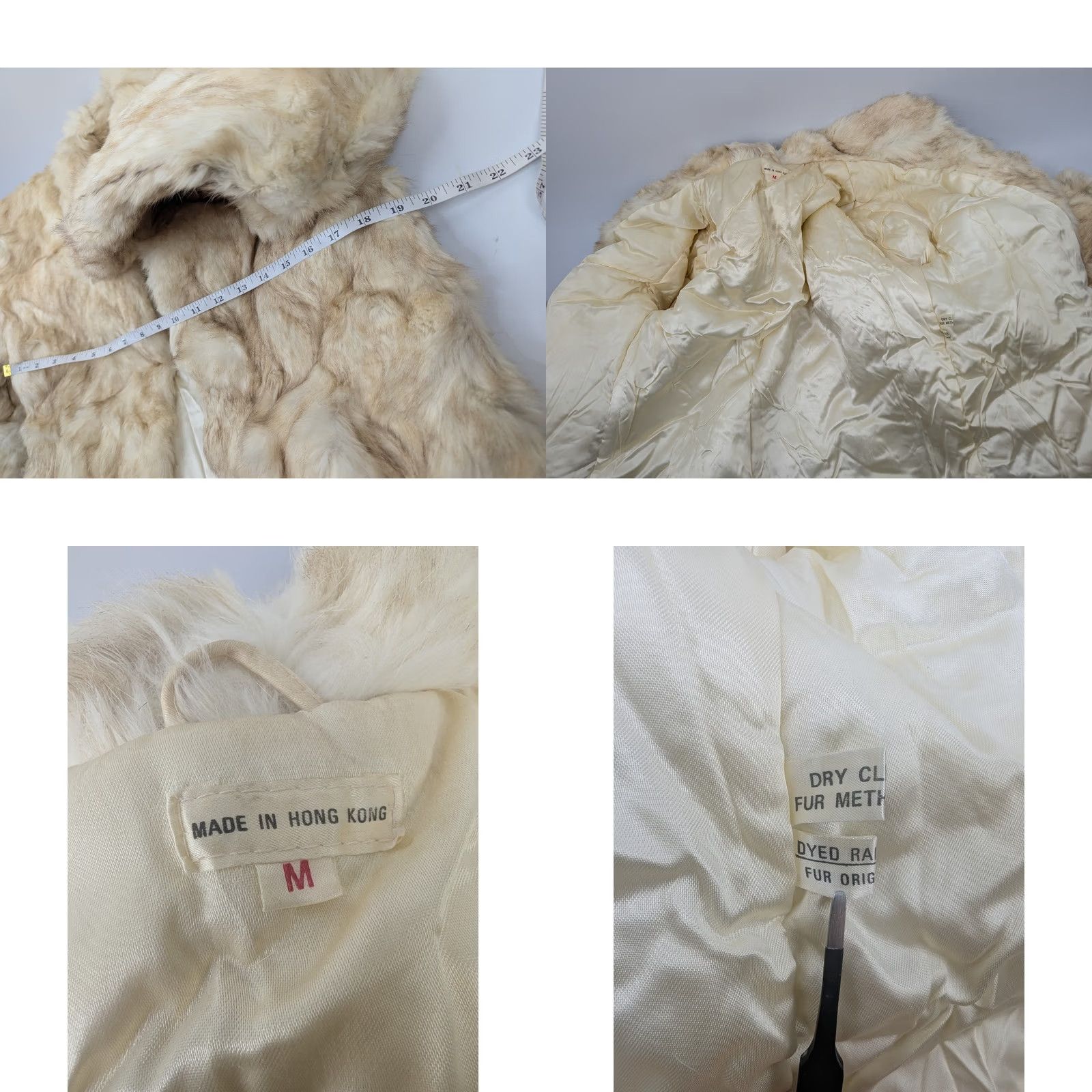Vintage Vintage Dyed Rabbit Fur Coat - Women's M Beige Cream Hong Kong Mob Wife Luxury Size M / US 6-8 / IT 42-44 - 8 Thumbnail