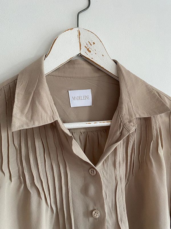 Other viscose silk taupe transparent shirt blouse madeleine Size S / US 4 / IT 40 - 4 Thumbnail