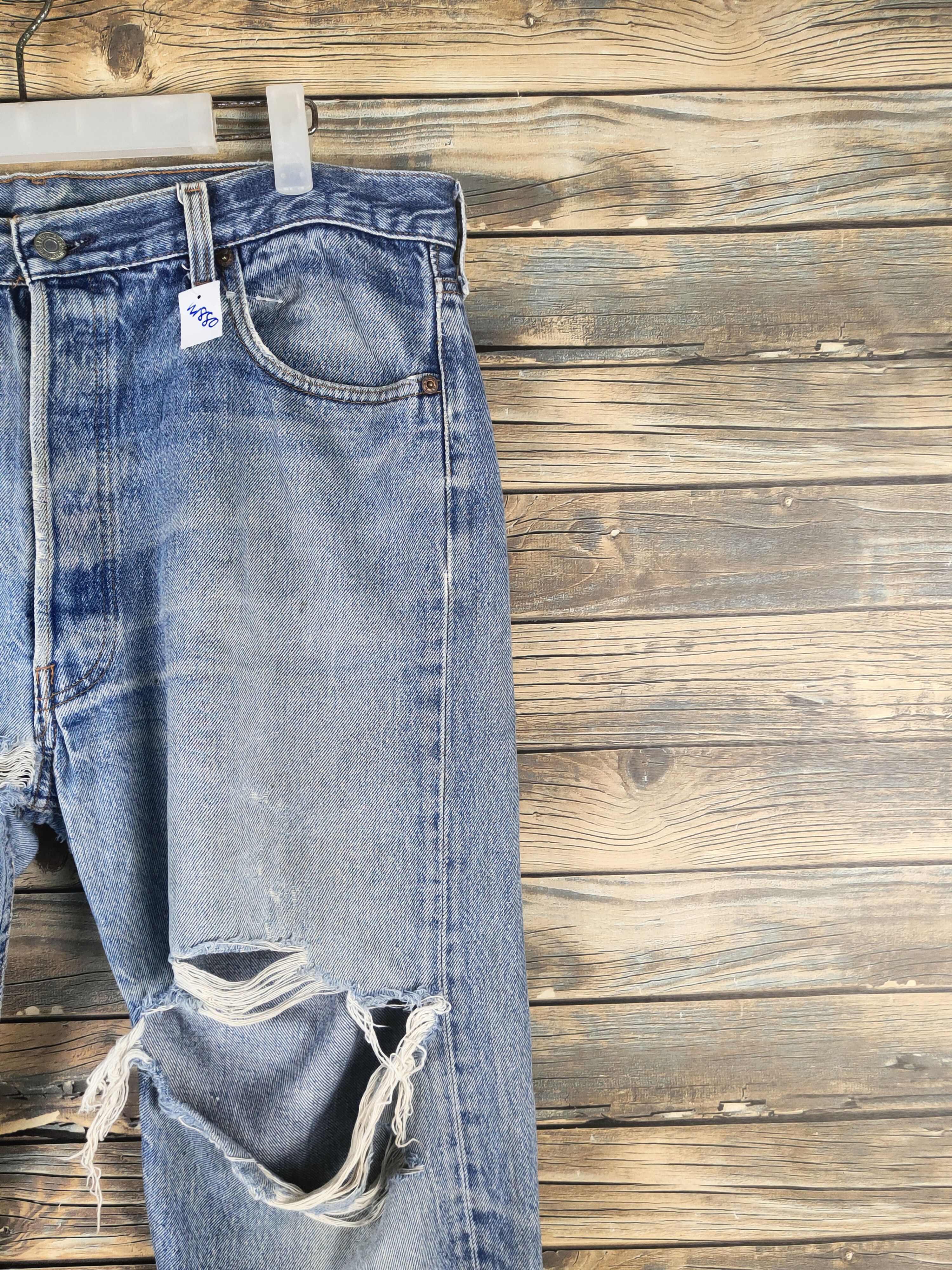 Levi's DL 80' Levi's Blue Distressed Ripped Jeans #W2268 Size US 36 / EU 52 - 5 Thumbnail