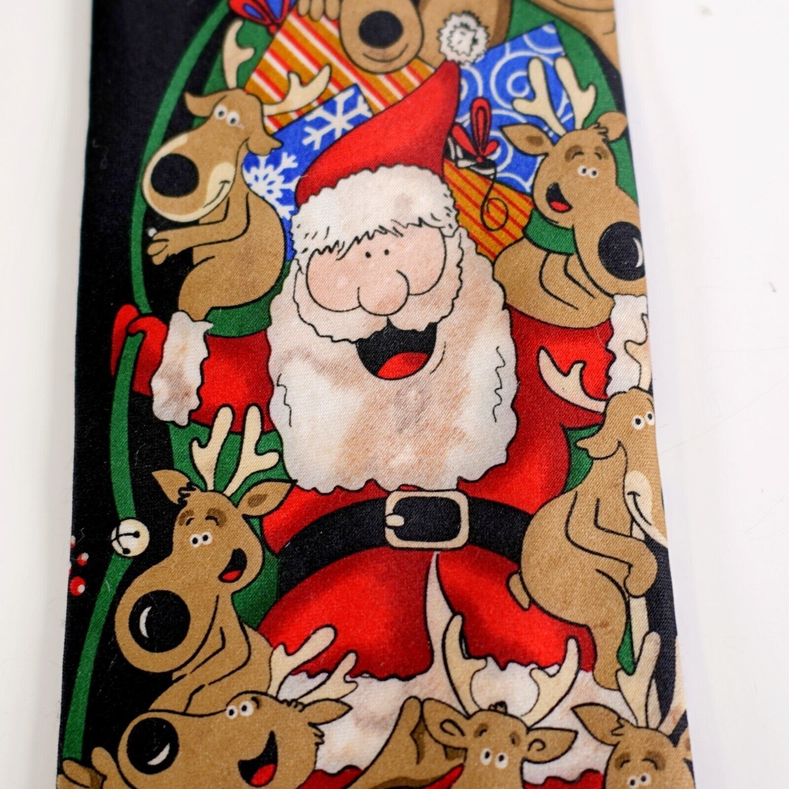 Designer American Traditions Santa Christmas Black Print Polyester Ti Size ONE SIZE - 3 Thumbnail