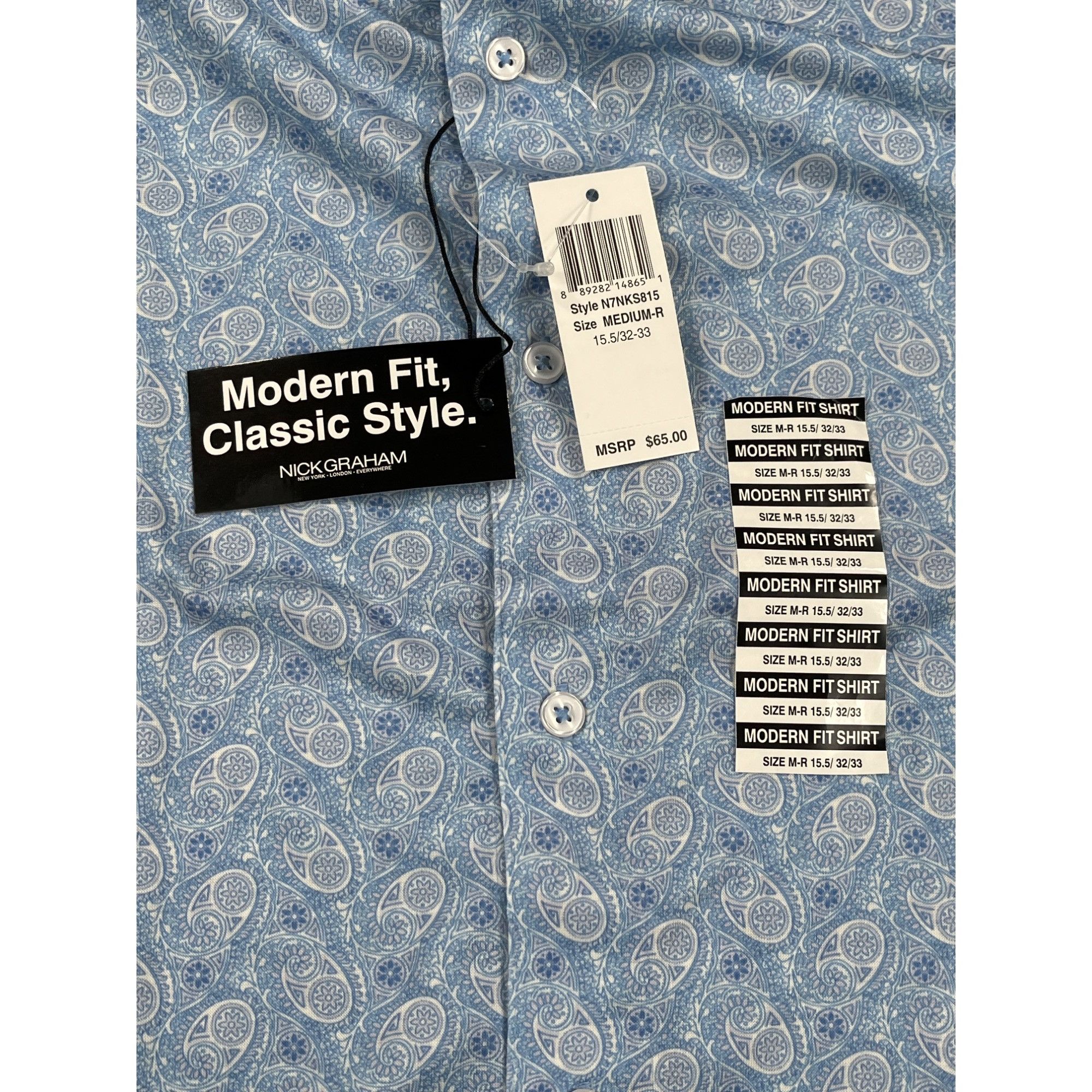 Designer Nick Graham SKU 7844 Mens Light blue Stretch Modern Fit Long Size US M / EU 48-50 / 2 - 9 Thumbnail
