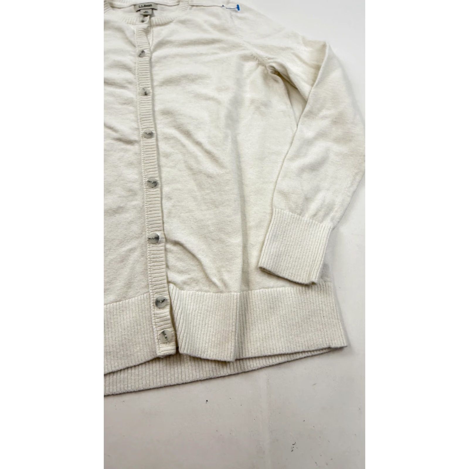 Vintage L.L. Bean Cardigan Sweater Womens XS White Cotton Cashmere Button Front Knit Size XS / US 0-2 / IT 36-38 - 3 Thumbnail
