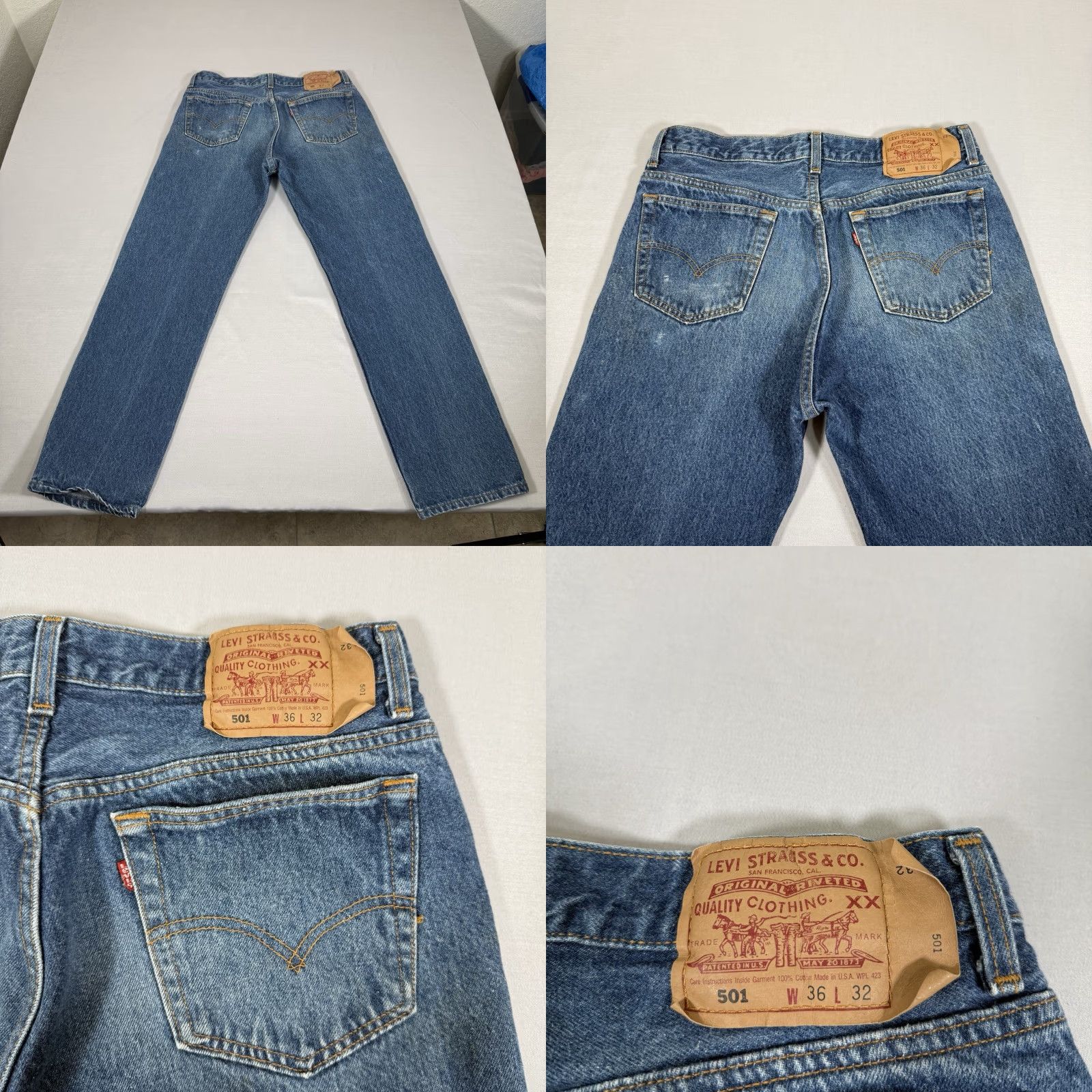 Levi's VINTAGE Levi's 501 Jeans Men's 34x32 Distressed Blue Denim 90s Size US 34 / EU 50 - 8 Thumbnail