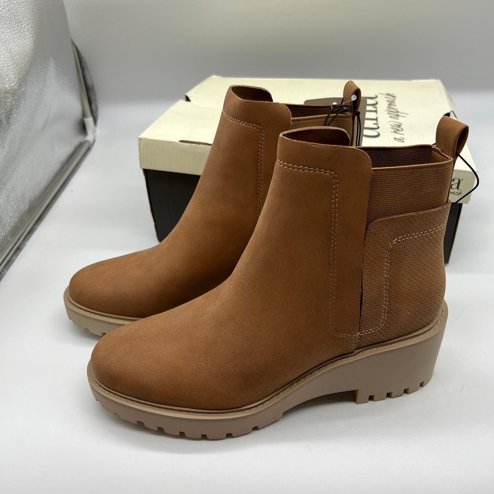 Other a.n.a Tan Women's Lug Sole Ankle Boots (w/memory foam) Size US 9 / IT 39 - 1 Thumbnail
