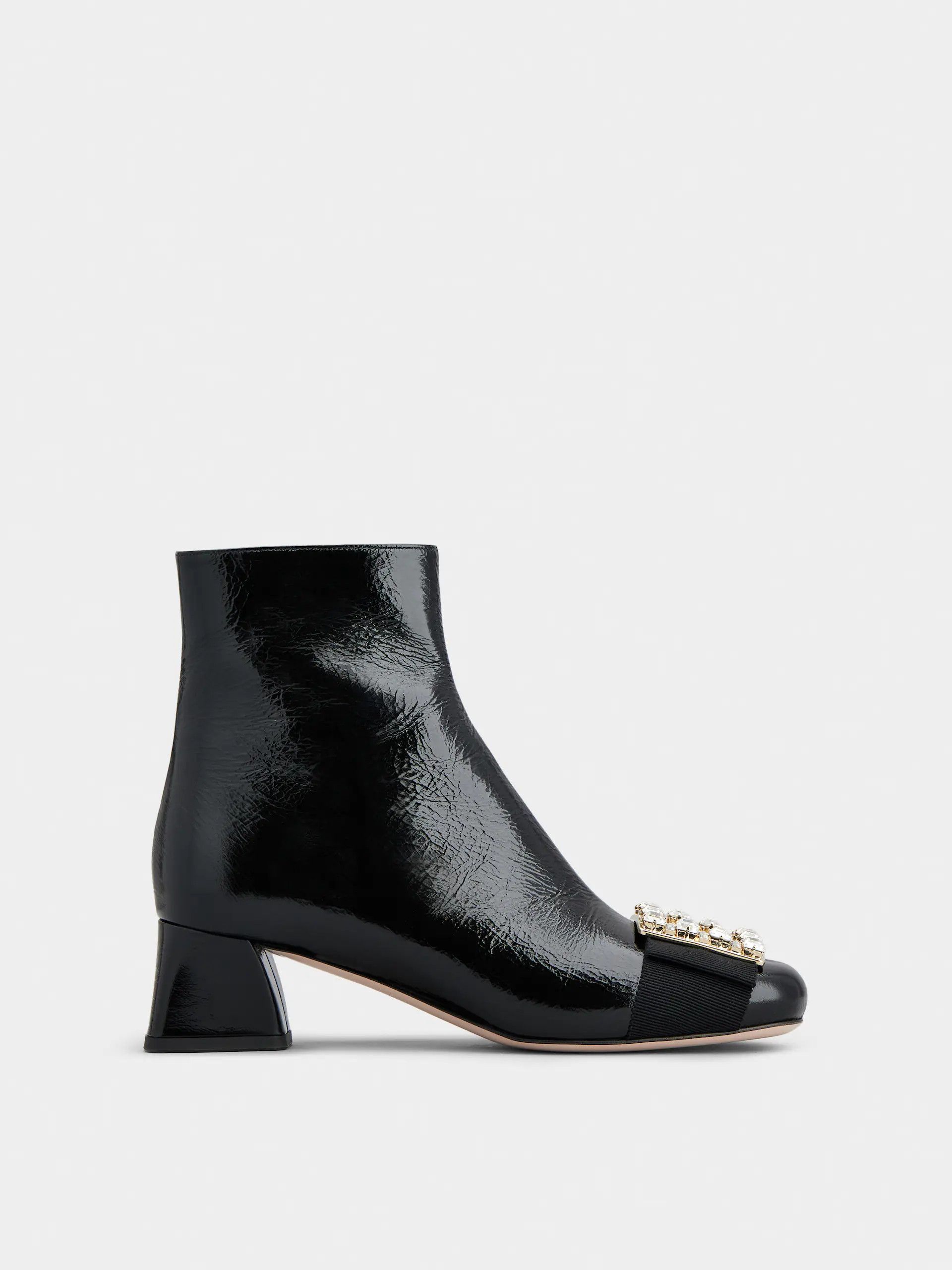 Roger Vivier o1s22i1n0824 Tres Patent Leather Boots in Black Size US 10 / IT 40 - 1 Thumbnail
