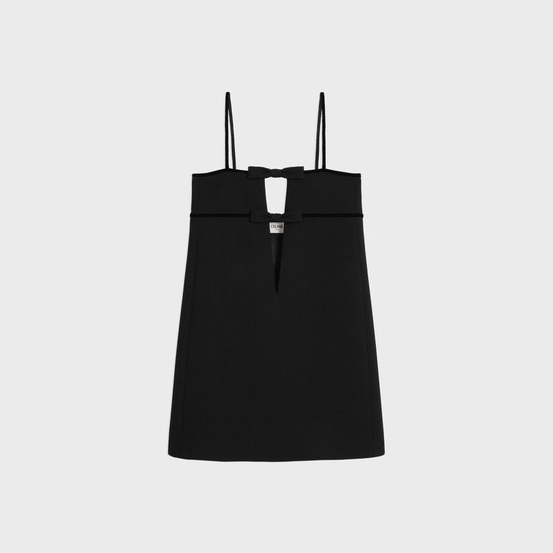 Celine o1bcso1str0526 2R91L066V Trapeze Mini Dress in Black Size M / US 6-8 / IT 42-44 - 1 Thumbnail