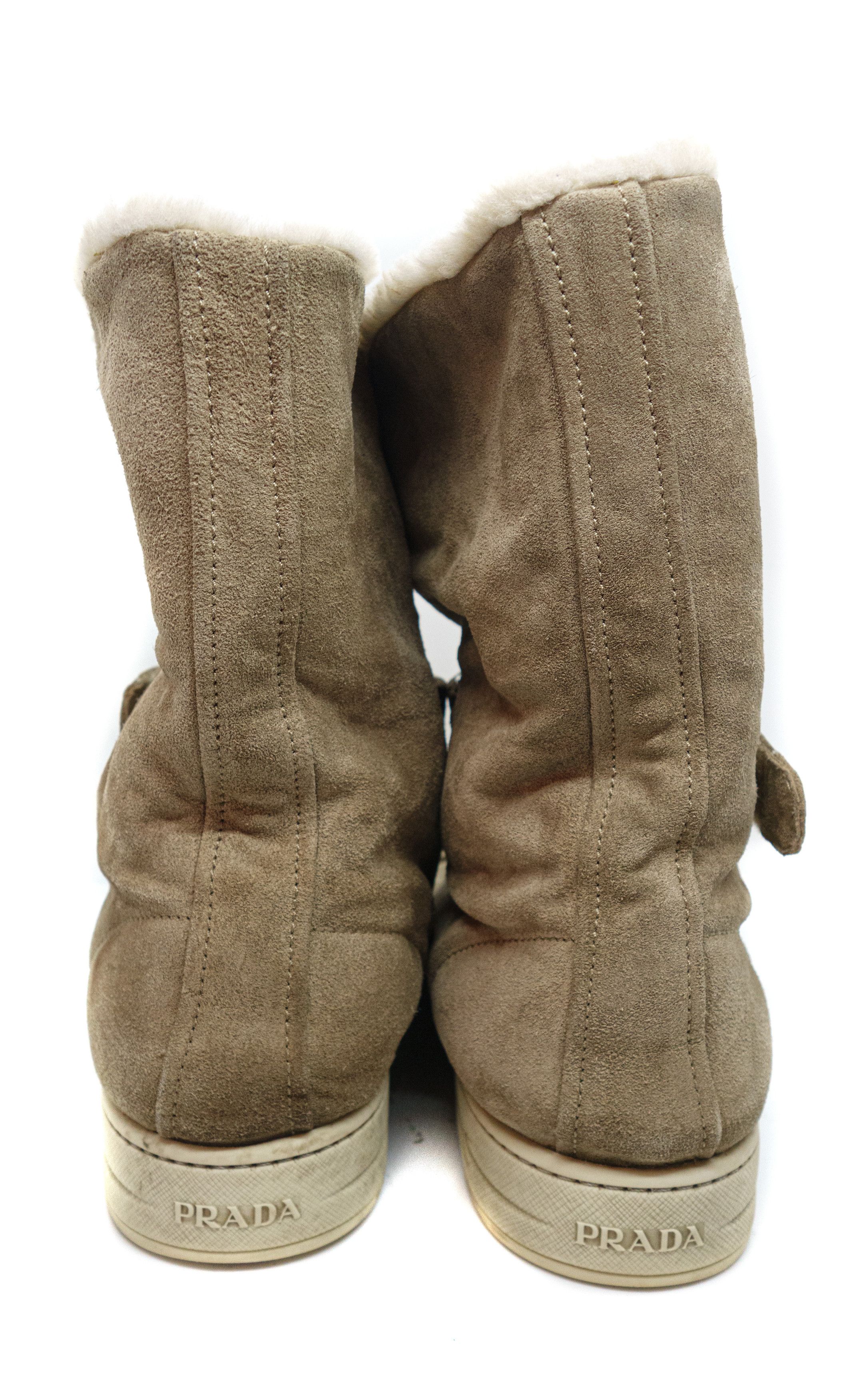 Prada Wedge Suede High Boots Size US 9 / IT 39 - 4 Thumbnail