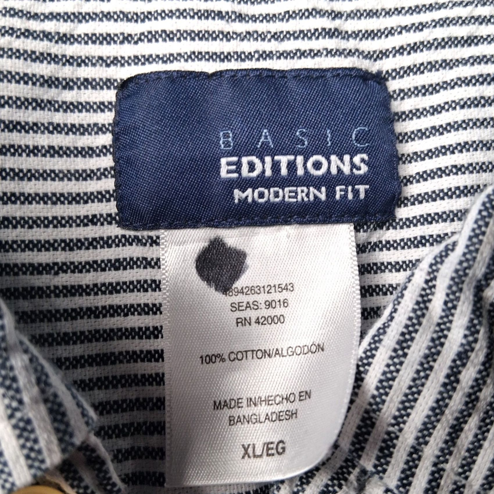 Basic Editions VINTAGE Basic Editions Hickory Stripe Shirt Men XL Button-Down Black Long Sleeve Size US XL / EU 56 / 4 - 4 Thumbnail