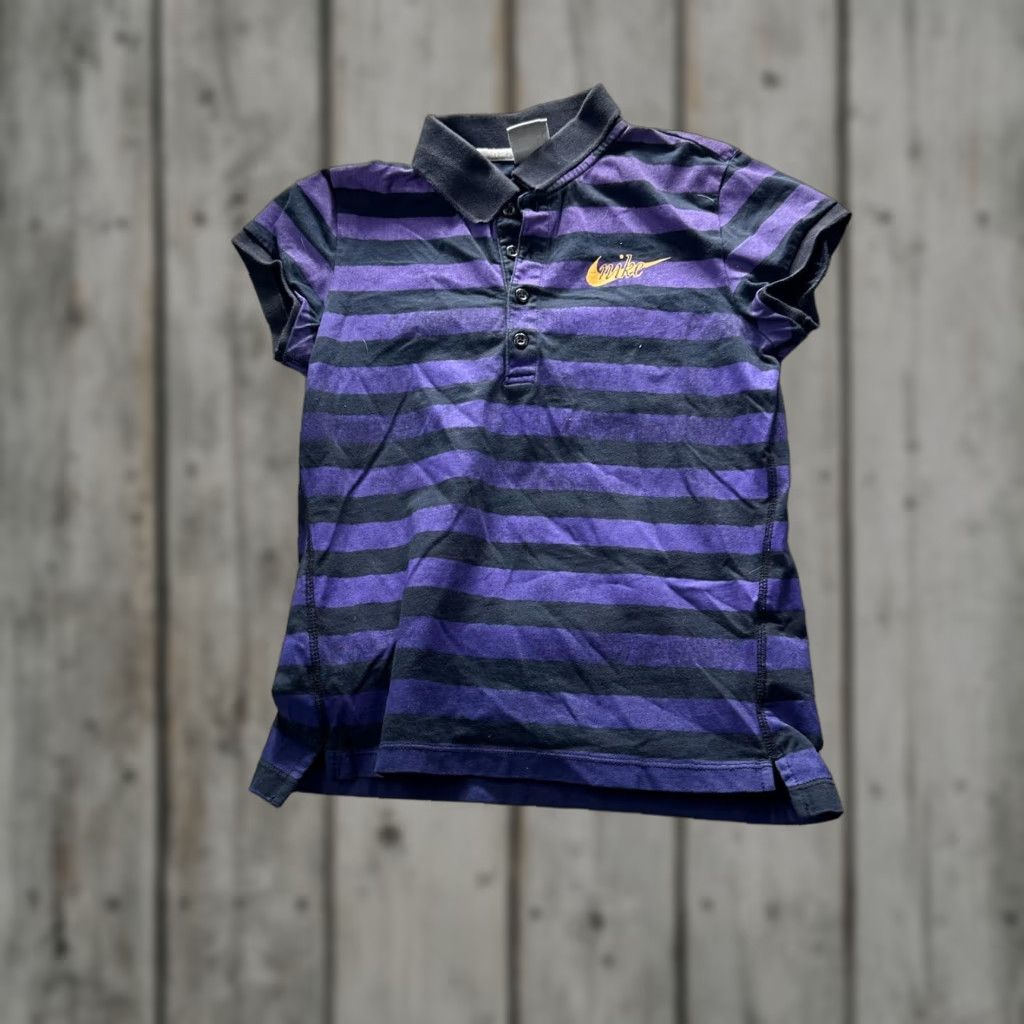 Nike Nike Polo Shirt Womens M Purple Black Stripe Short Sleeve Collared Top Size M / US 6-8 / IT 42-44 - 1 Thumbnail
