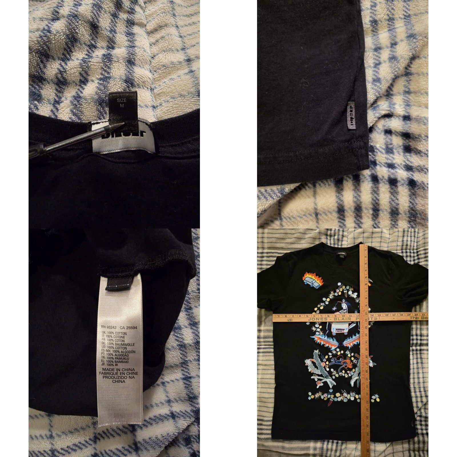 Diesel Diesel Desert Hippies Big Embroidered T Shirt Black Men Size M Rare Size US M / EU 48-50 / 2 - 8 Thumbnail