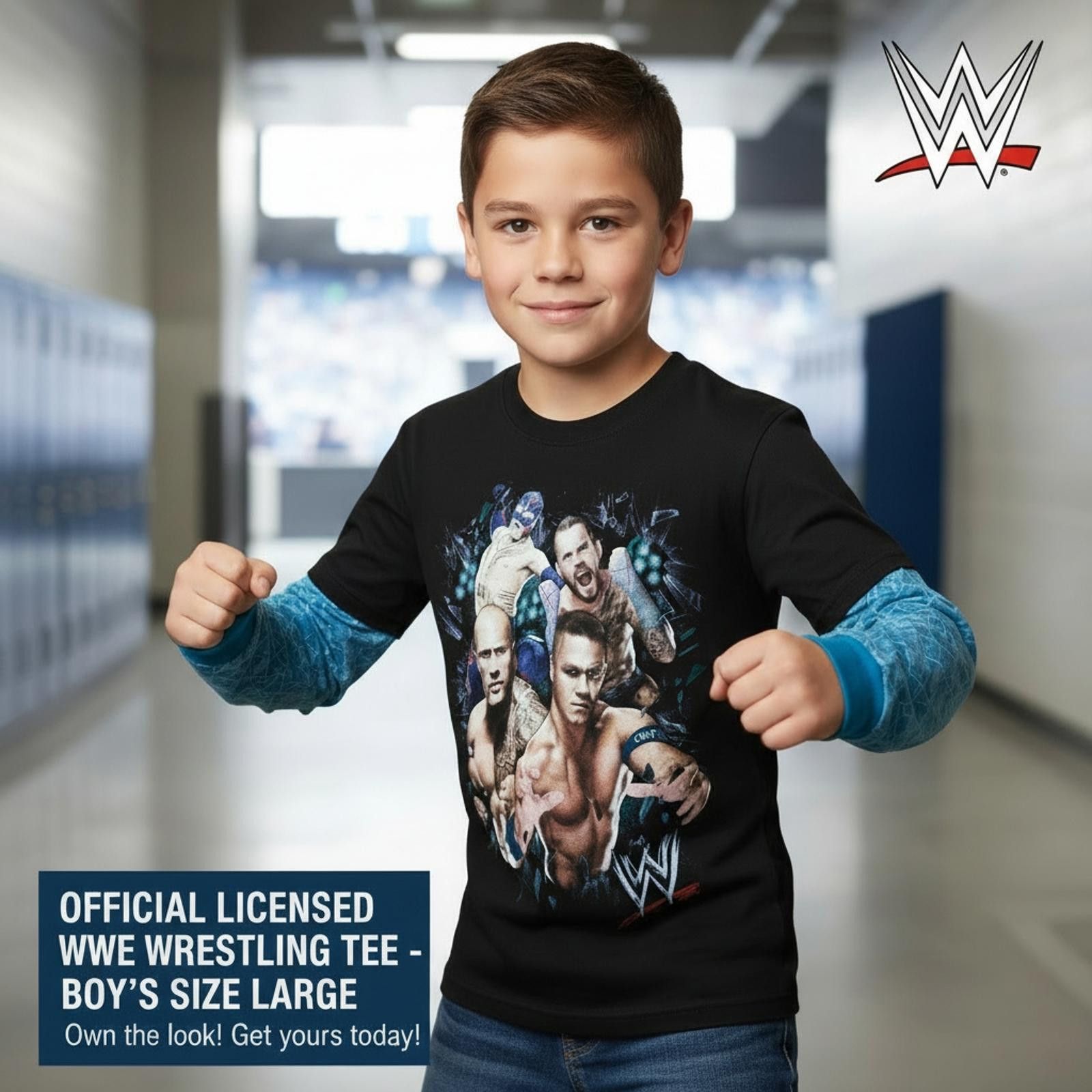WWE Official Licensed WWE Wrestling Boys Long Sleeve Tee Size L Size US L / EU 52-54 / 3 - 2 Thumbnail