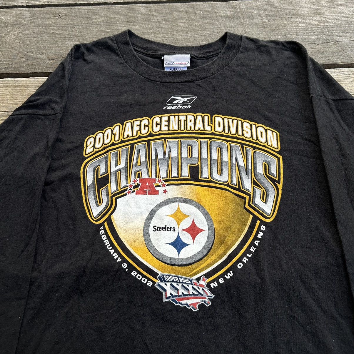 NFL × Vintage Vintage Pittsburg Steelers AFC Champs Long Sleeve T Shirt Size US XL / EU 56 / 4 - 2 Thumbnail