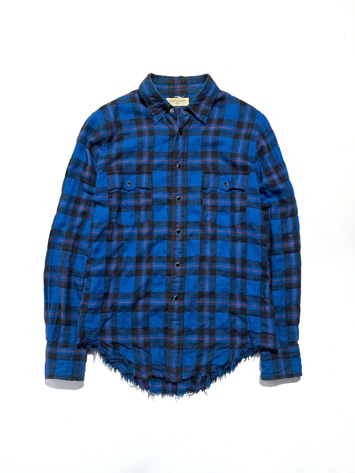 Saint Laurent Paris SS16 Saint Laurent “Surf Sound” Raw Hem Plaid Runway Flannel Size US S / EU 44-46 / 1 - 1 Thumbnail