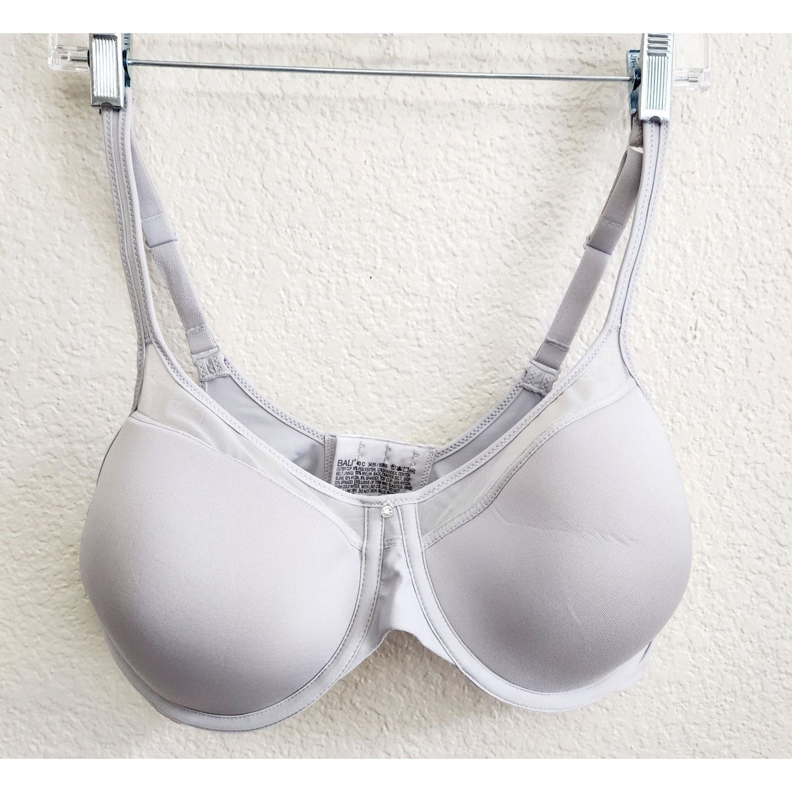 Other Bali Light Gray Underwire Bra 40C Netting With Rhinestone Size S / US 4 / IT 40 - 1 Thumbnail
