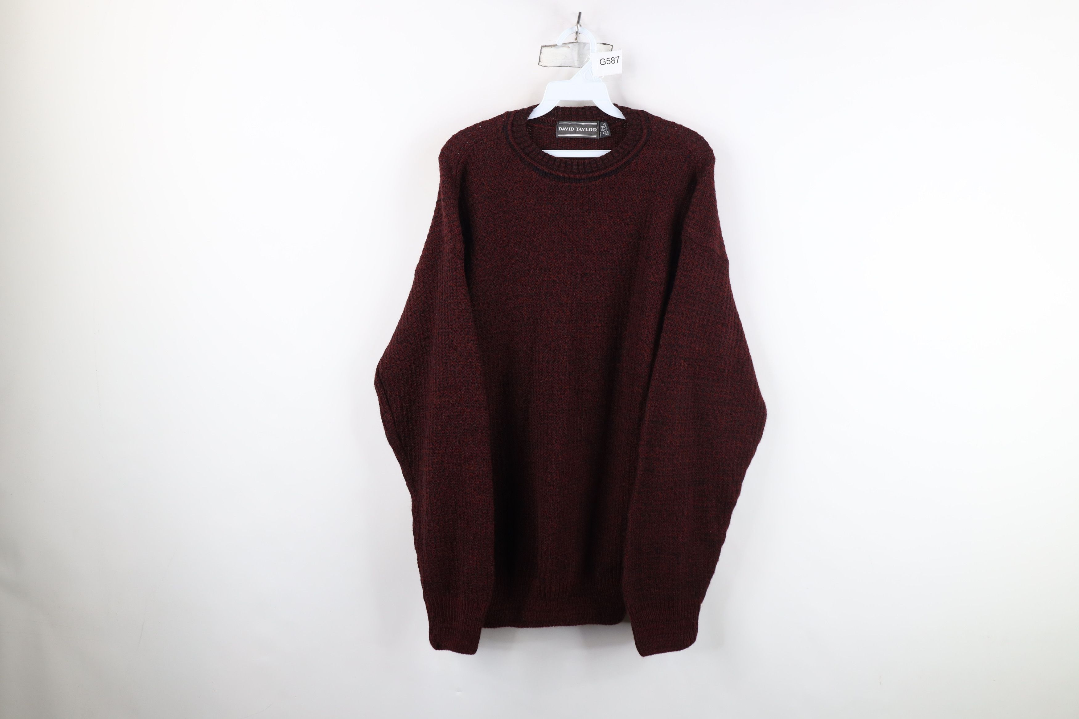 Vintage Vintage 90s Streetwear Ribbed Knit Crewneck Sweater Red USA Size US L / EU 52-54 / 3 - 1 Thumbnail