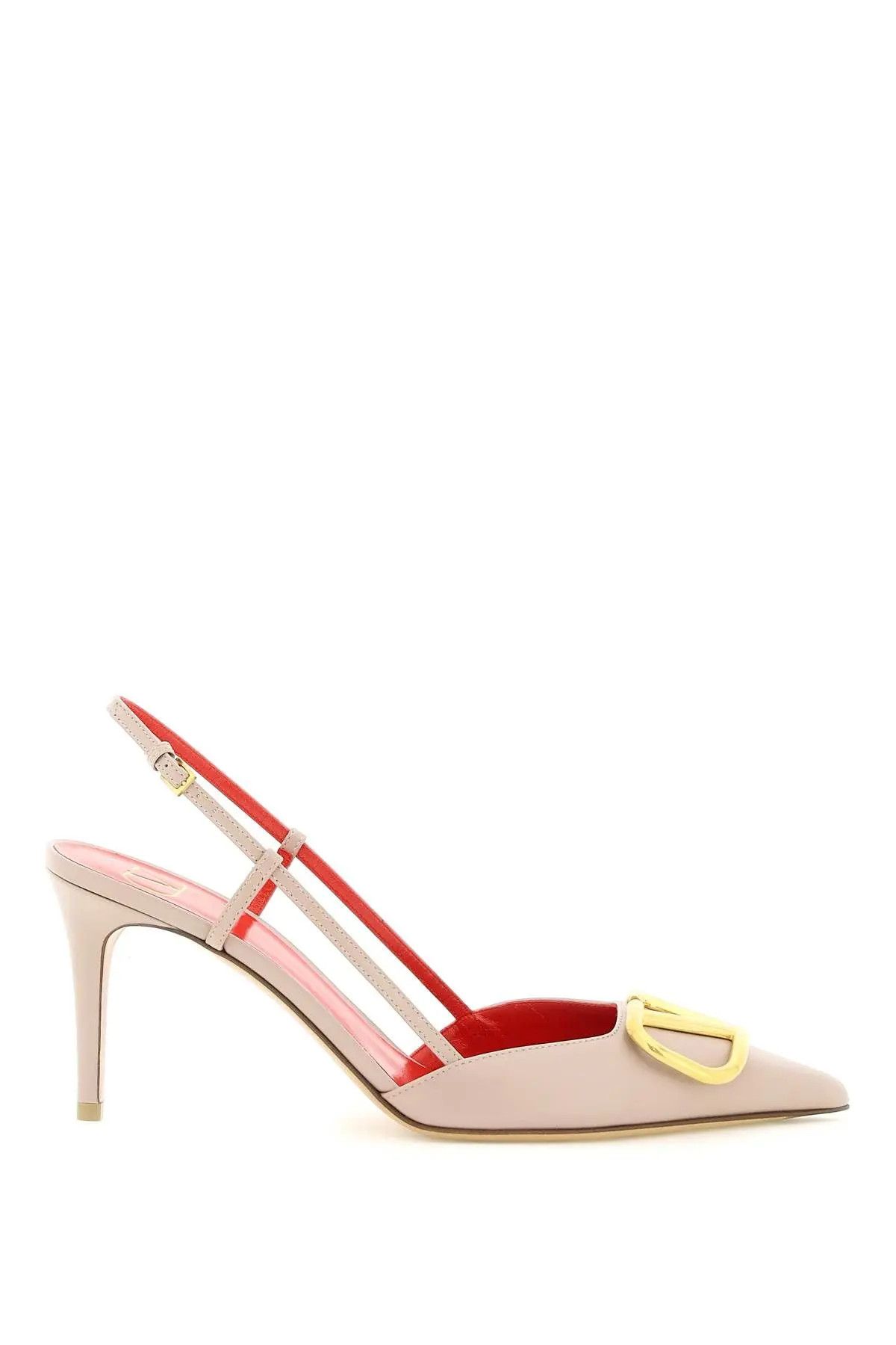 image of Valentino Garavani O1S22I1N1223 Vlogo Slingback Pumps In Pink Beige Shoes, Women's (Size 8)