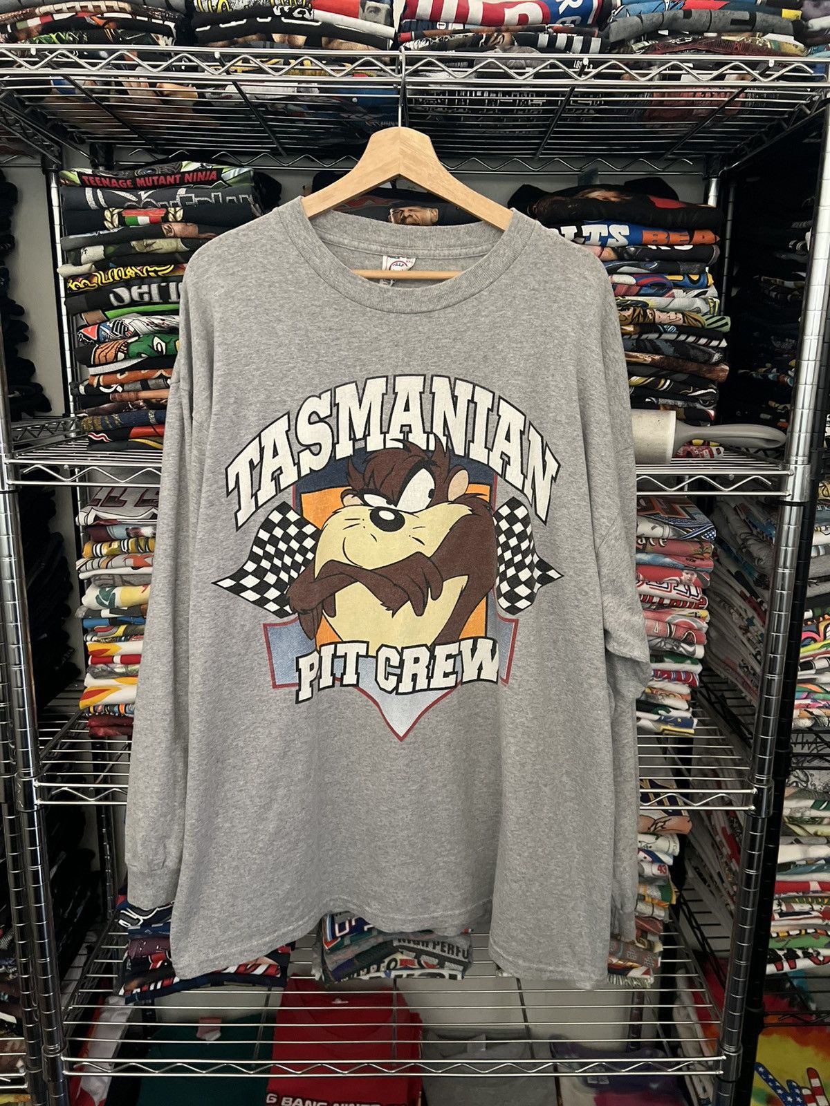 Warner Bros 90s Tasmanian Pit Crew Taz Looney Tunes Racing Tee Size US XXL / EU 58 / 5 - 1 Thumbnail