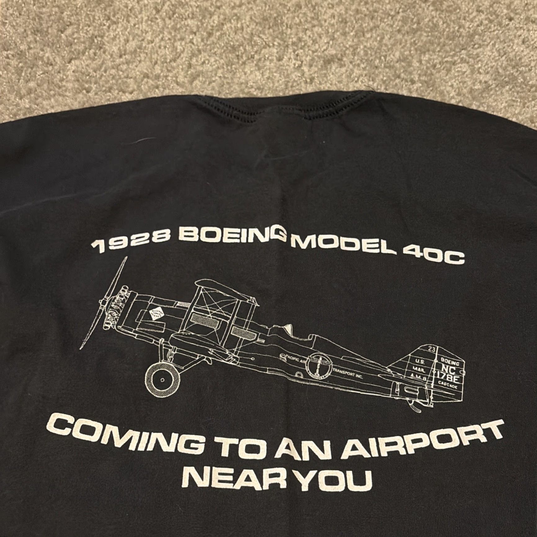 Vintage VINTAGE Boeing T-Shirt 90s Men L Black Aircraft Airplane Model 40c 1928 Pemberton L Size US L / EU 52-54 / 3 - 3 Thumbnail