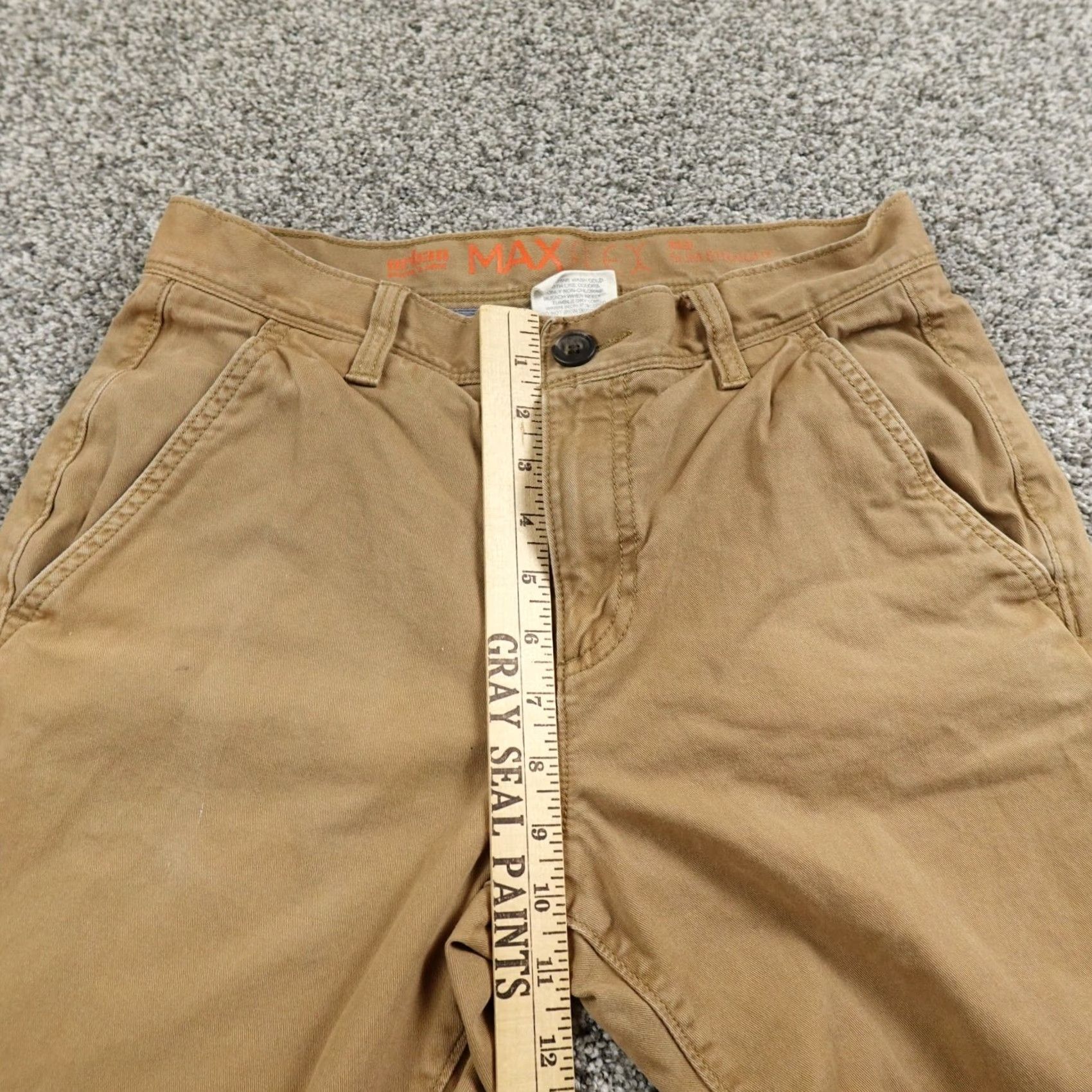 Vintage Urban Pipeline Pants Slim Straight Brown Khaki 30x30 Mens Chino Stretch Front Flat Front 30in Inseam Slim Fit Casual Workwear Size US 30 / EU 46 - 4 Thumbnail